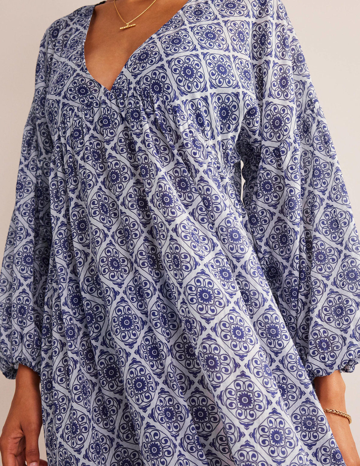 Sarah Maxi Kaftan Dress-Ivory, Flora Swirl - Image 2