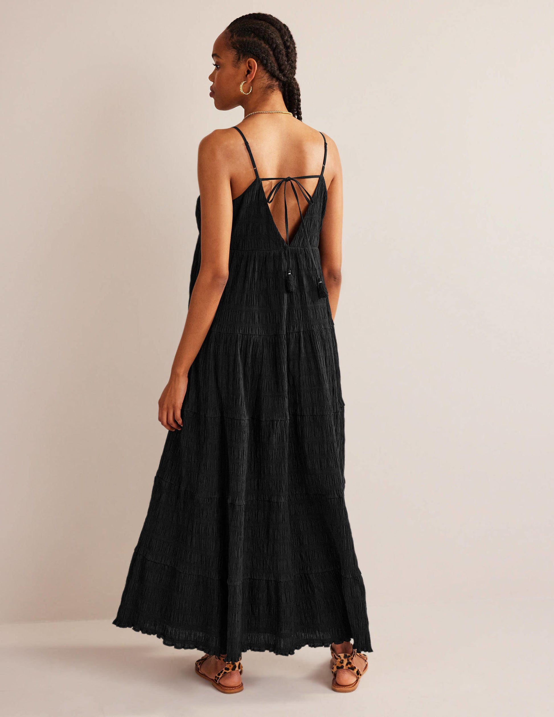 Strappy Tiered Maxi Dress-Black-3