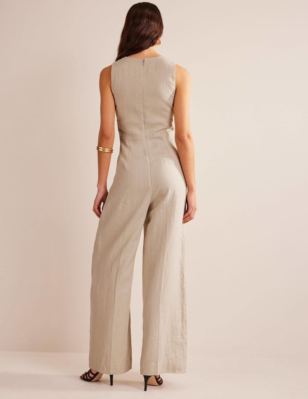 V-Neck Occasion Jumpsuit-Pebble-4