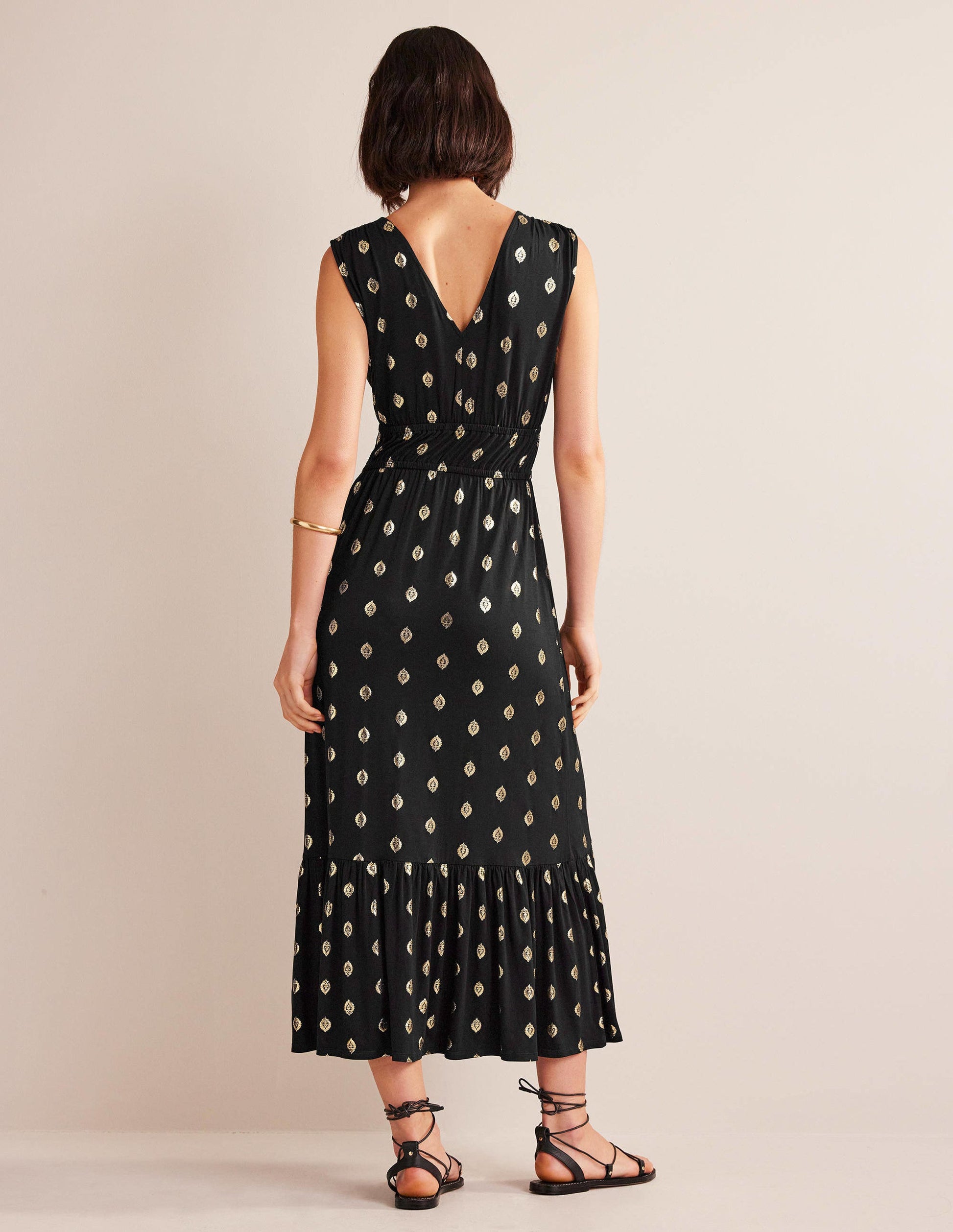 Sleeveless Knitted Midi Dress-Black-6