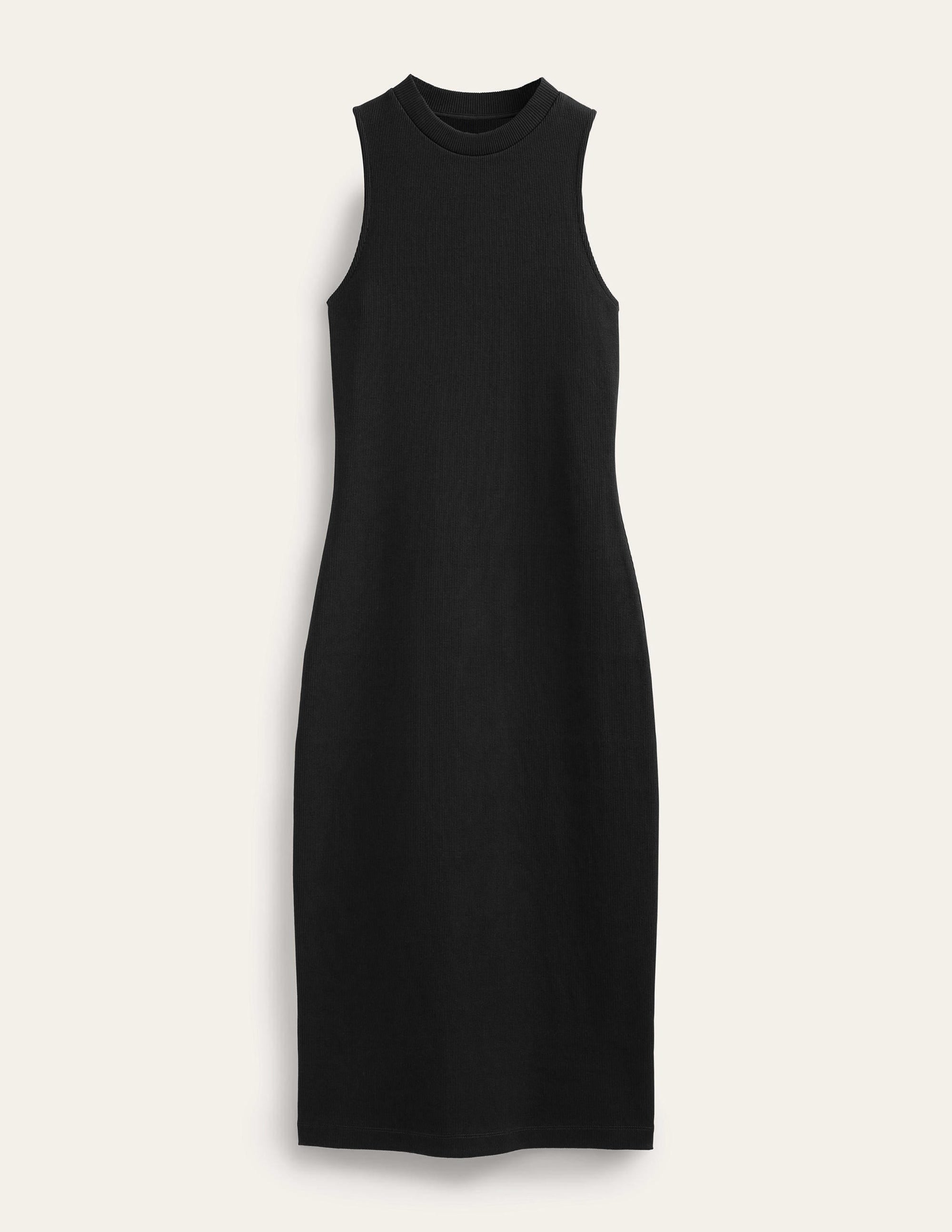 Racer Rib Jersey Midi Dress-Black - Image 5