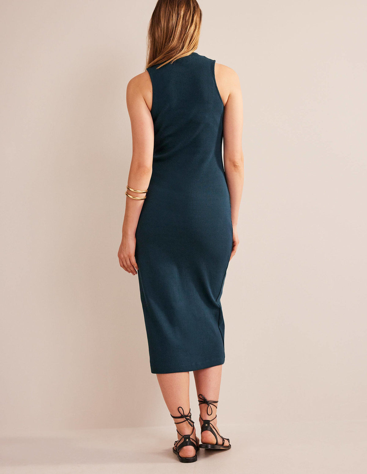 Racer Rib Jersey Midi Dress-Ink Pot - Image 3