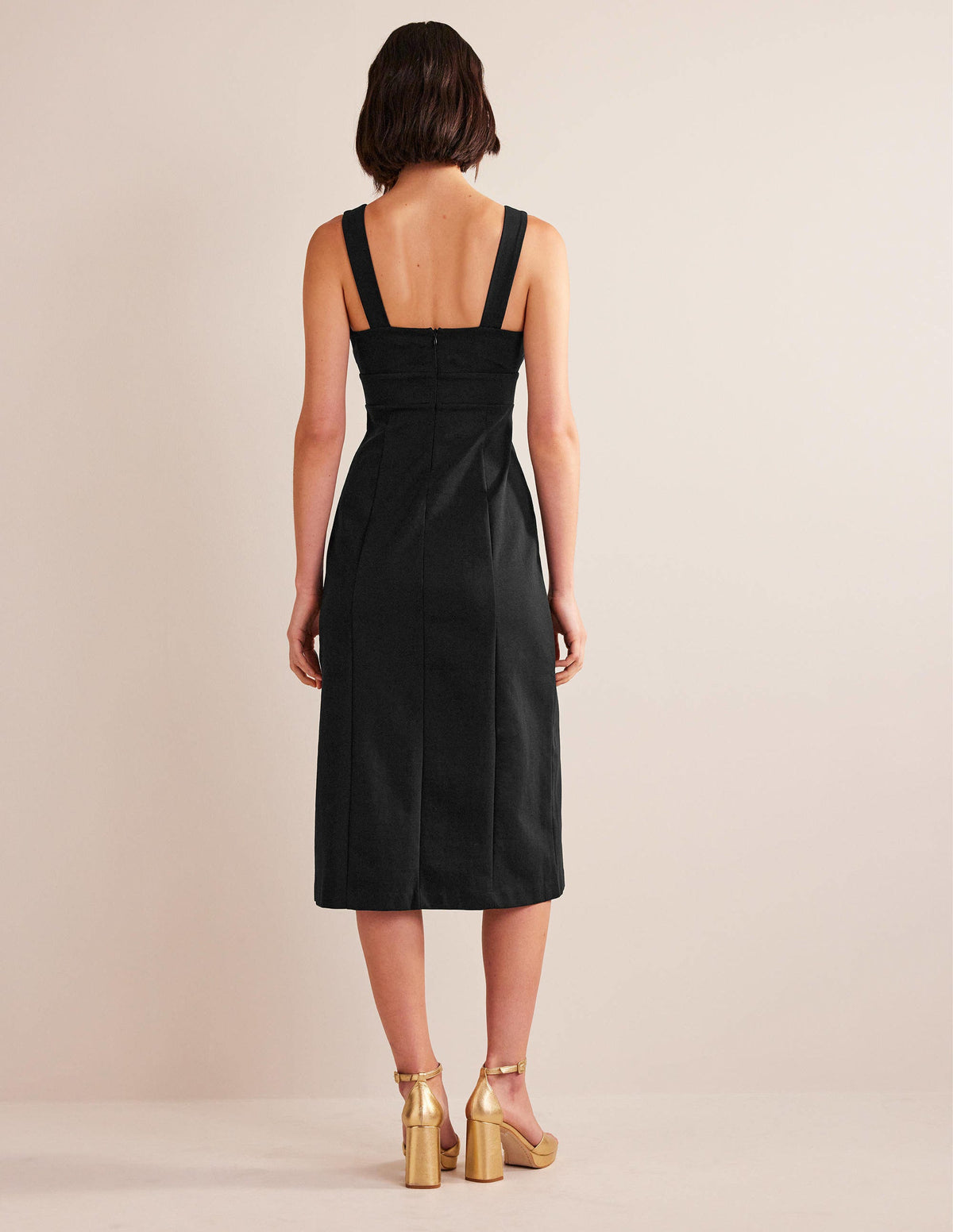 Strappy Back Jersey Midi Dress-Black - Image 3