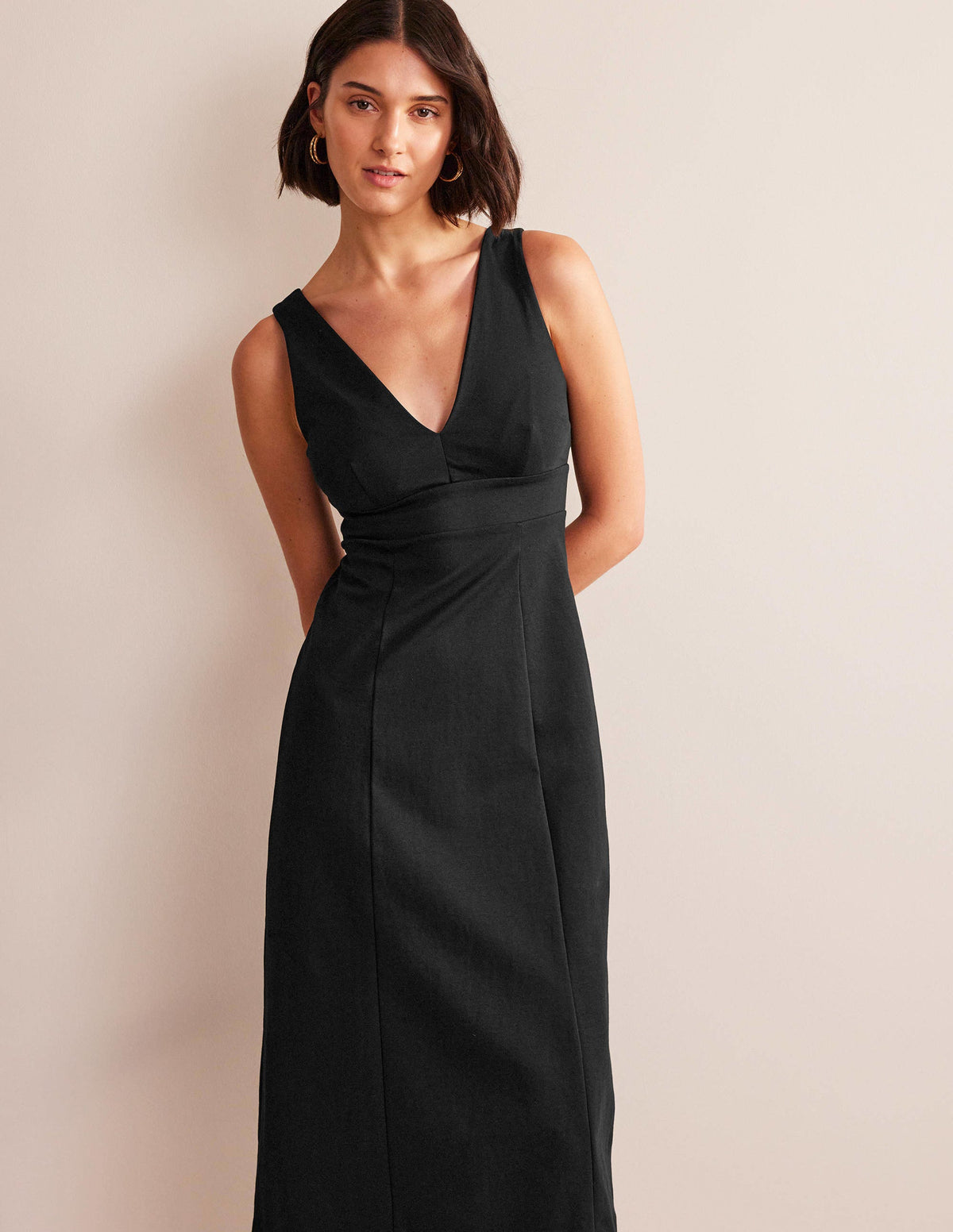 Strappy Back Jersey Midi Dress-Black - Image 4