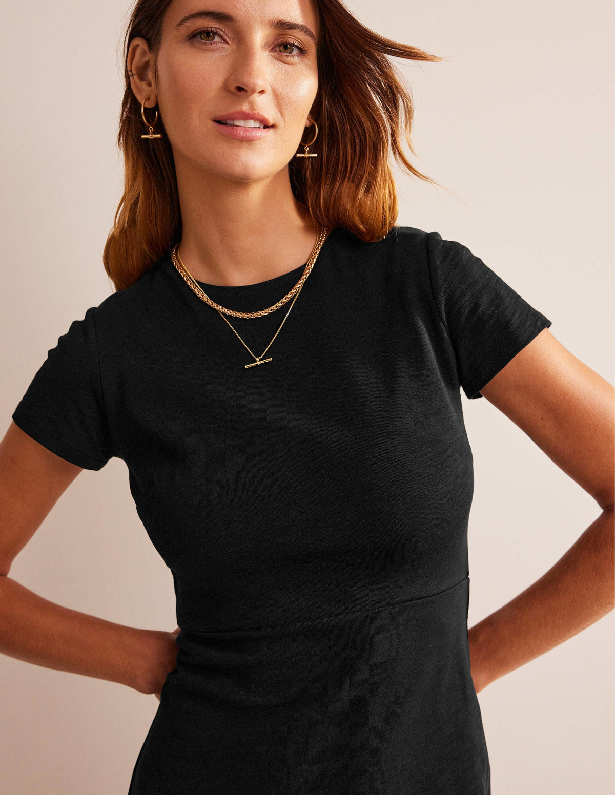 Jersey Column Midi Dress-Black - Image 2