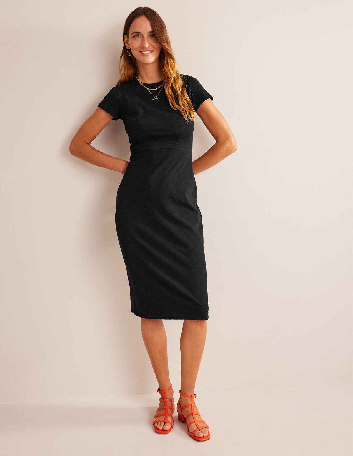 Jersey Column Midi Dress-Black - Image 4