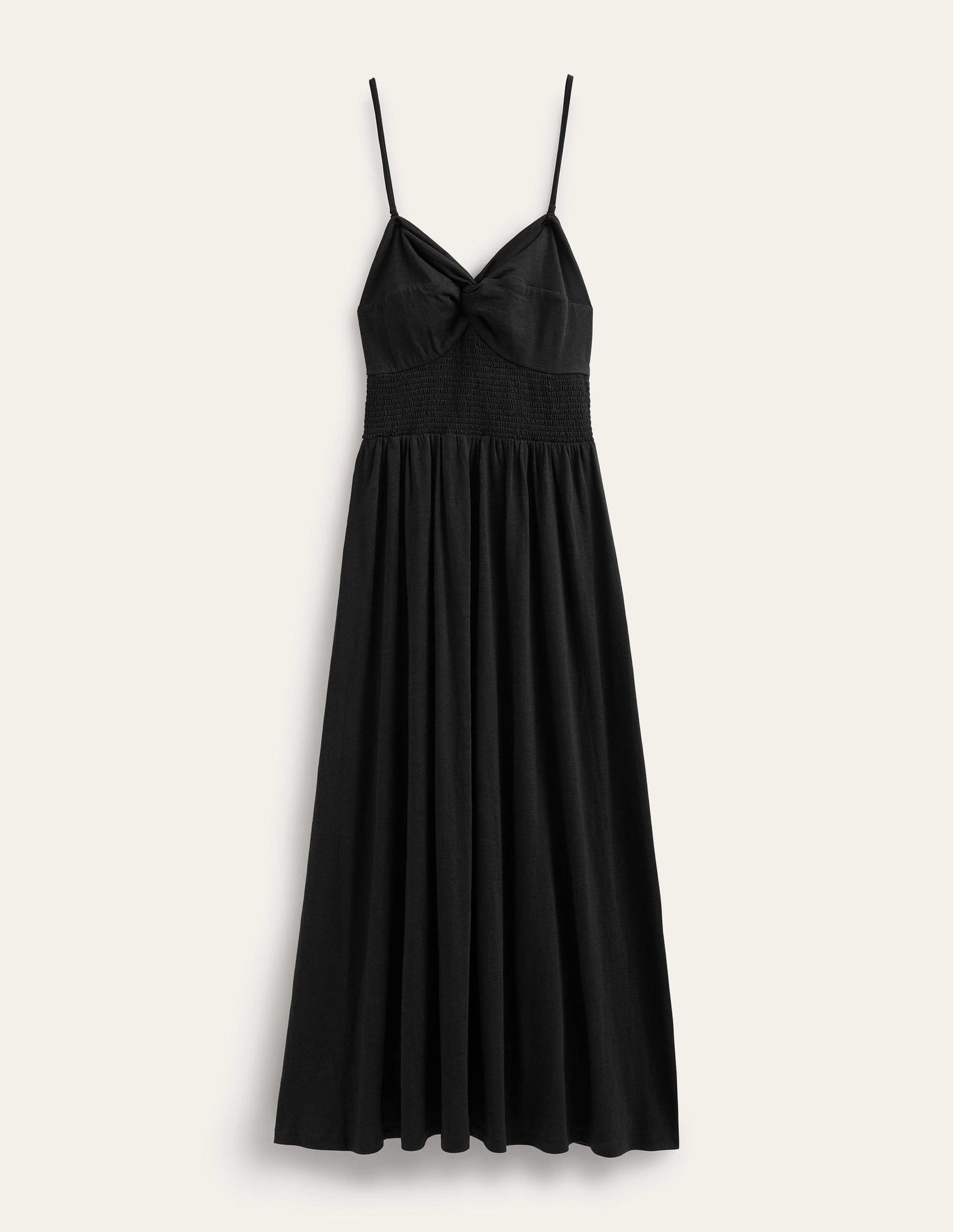 Twist Front Jersey Midi Dress-Black-5