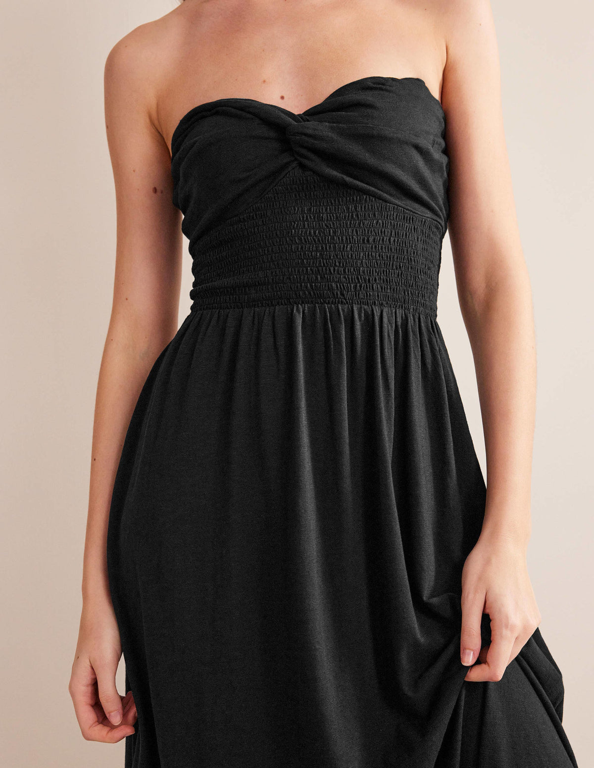 Twist Front Jersey Midi Dress-Black - Image 2