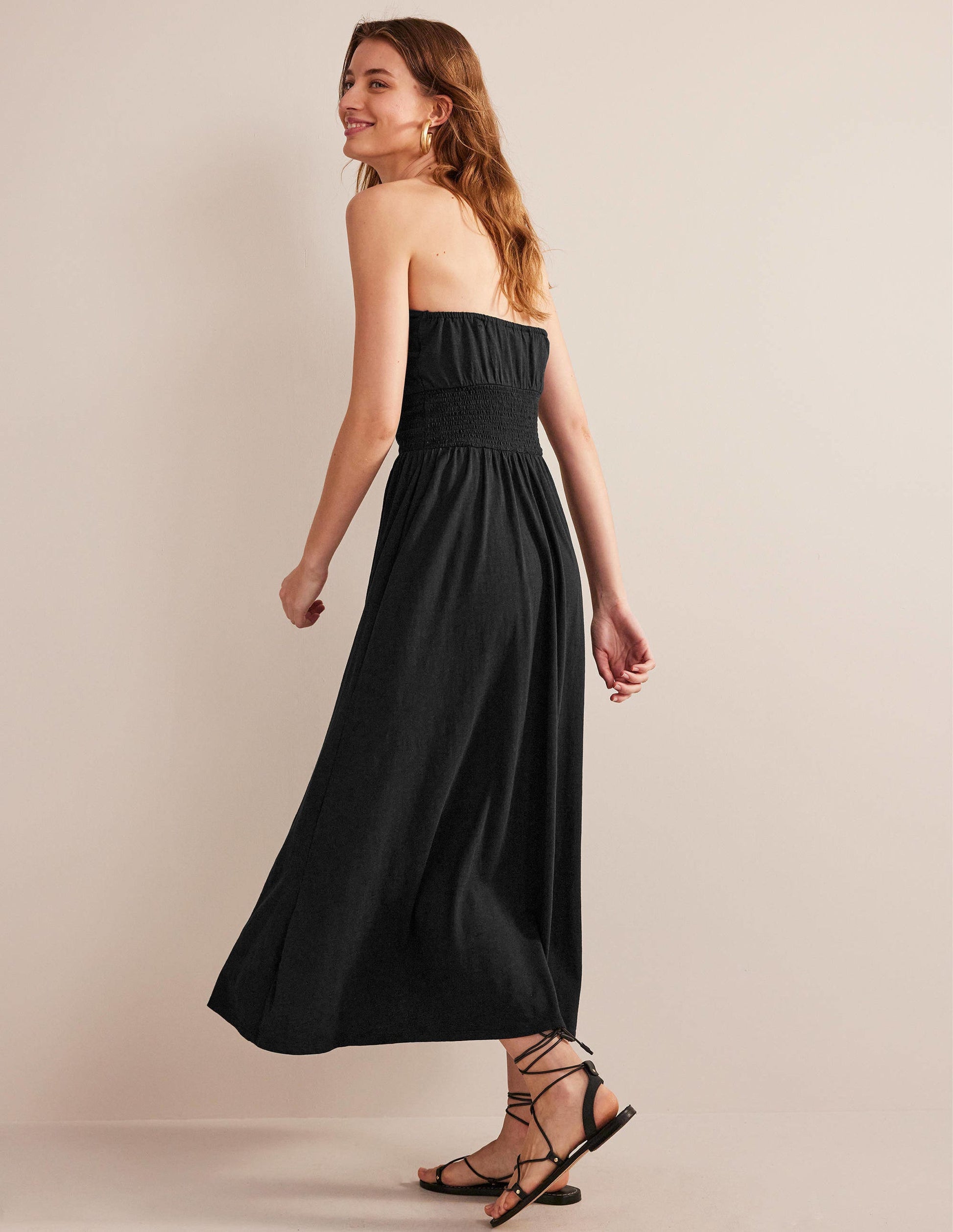 Twist Front Jersey Midi Dress-Black-3