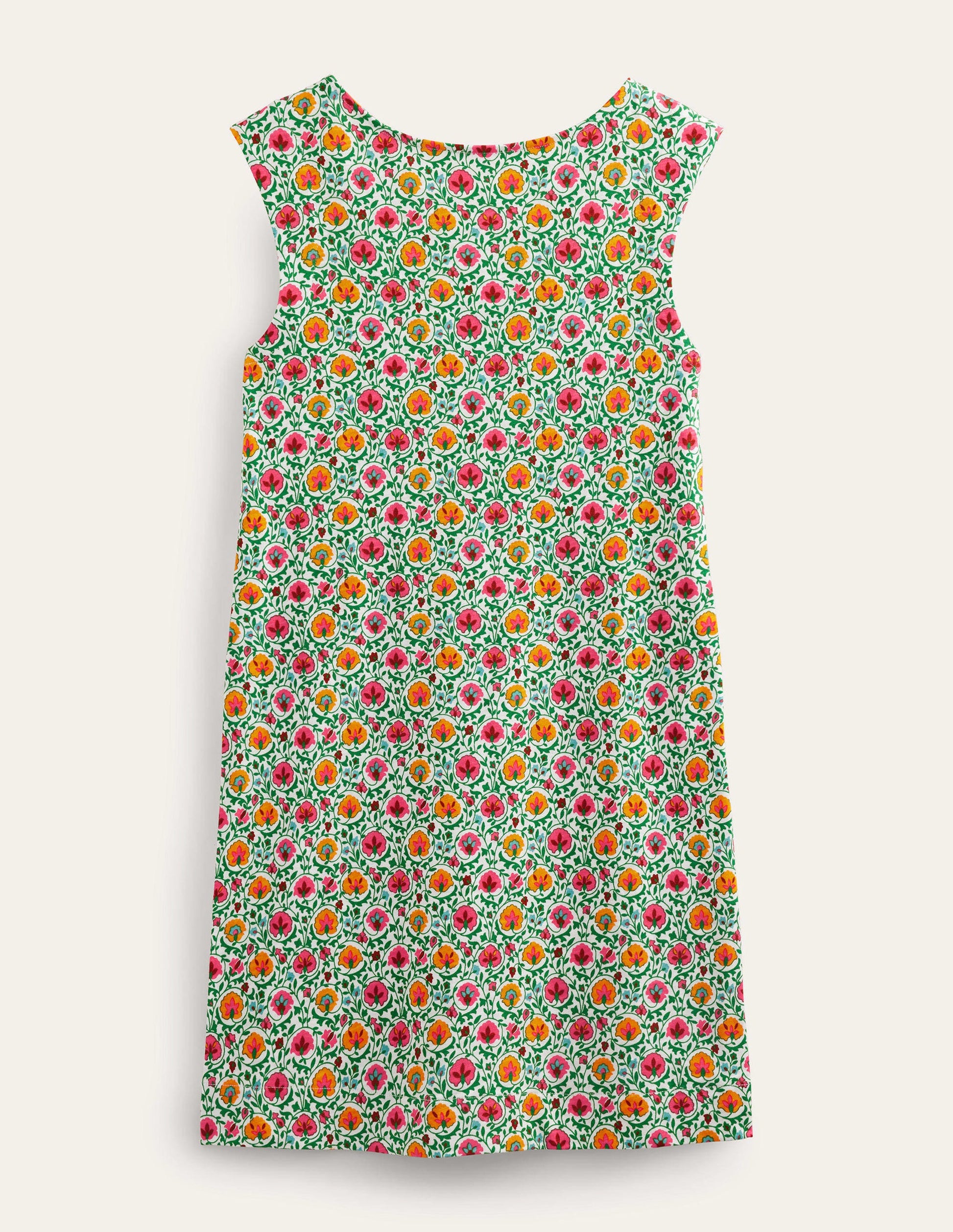 Sleeveless Jersey Shift Dress-Green, Enchanting Bloom-8