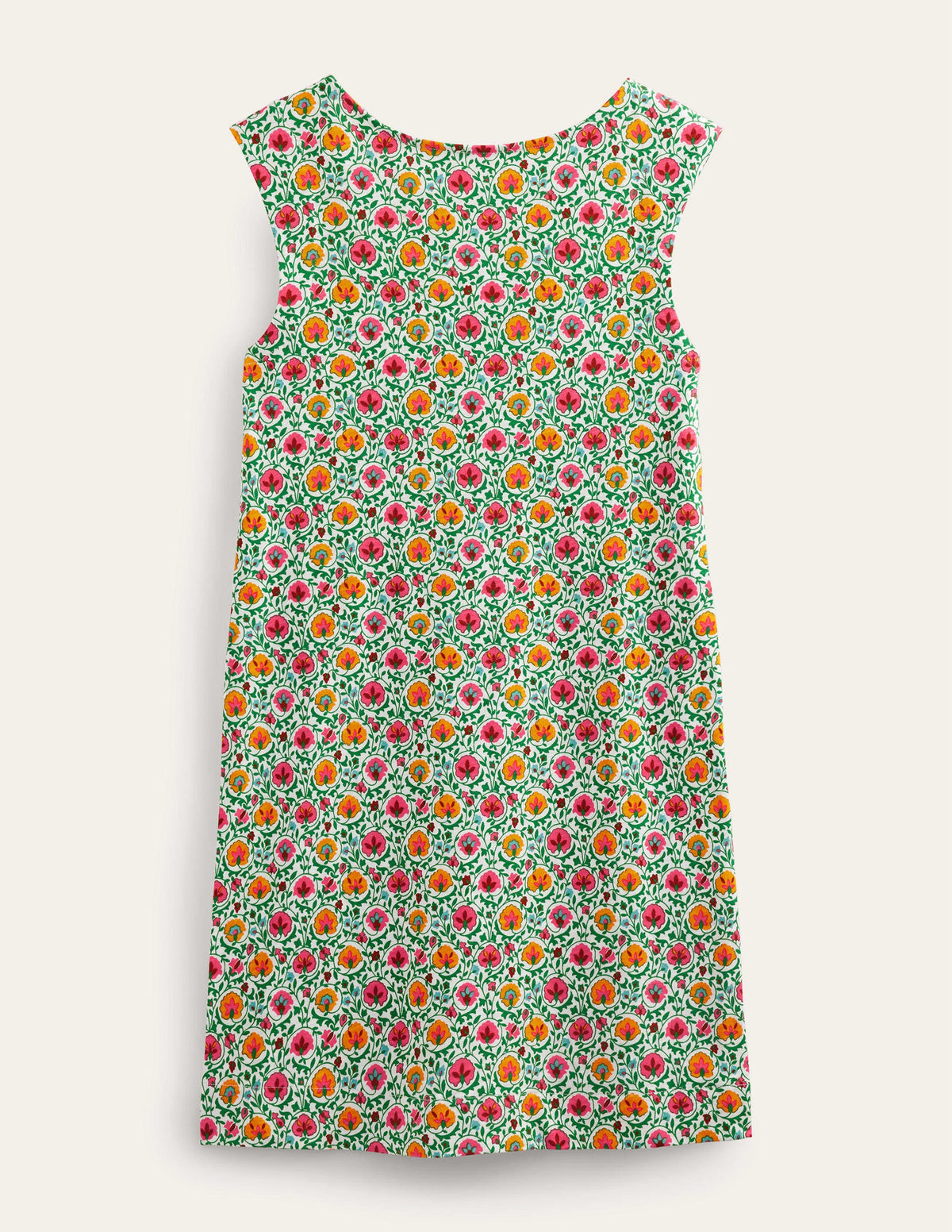 Sleeveless Jersey Shift Dress-Green, Enchanting Bloom - Image 8