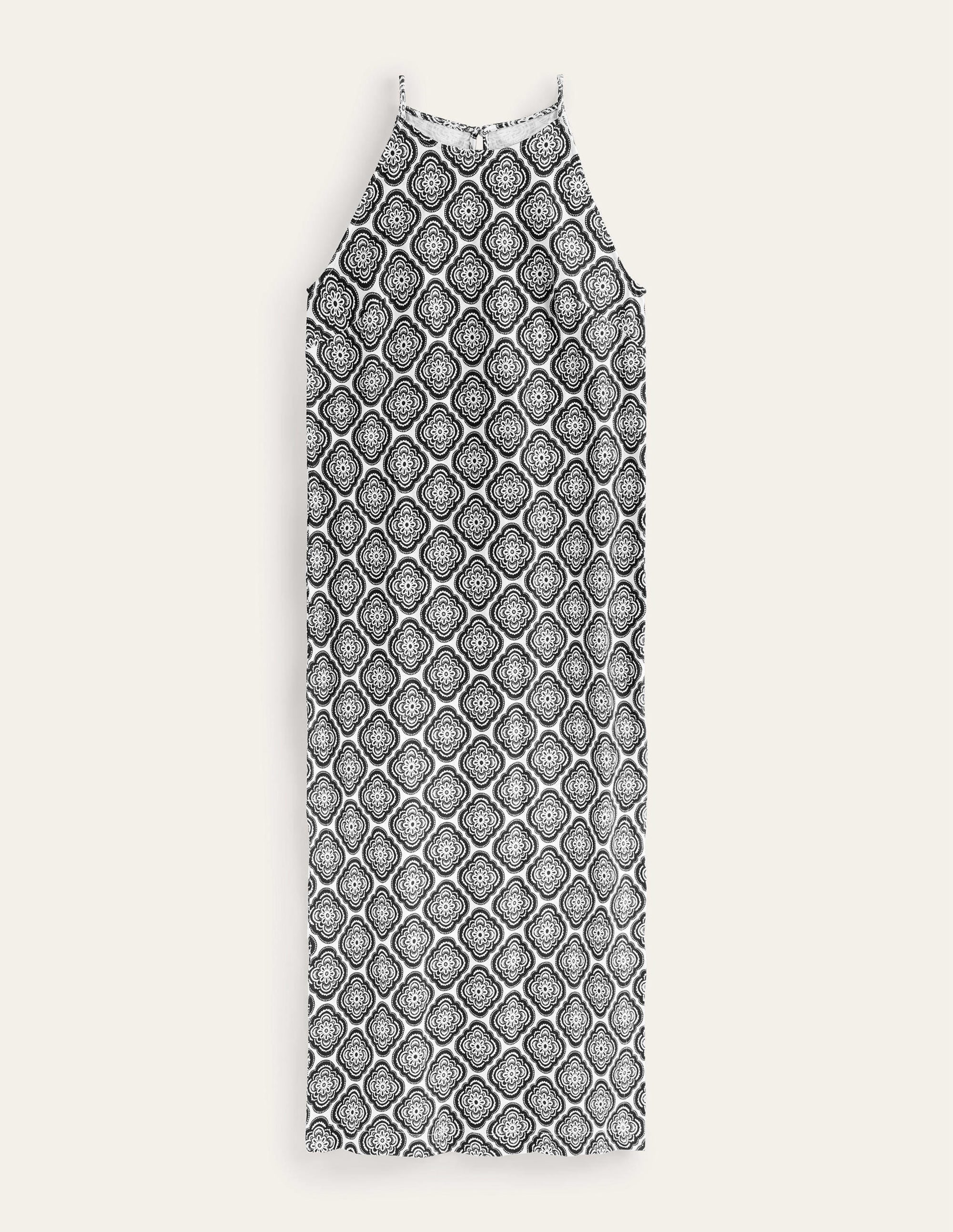 Racer Neck Jersey Midi Dress-Black, Botanic Blush - Image 6
