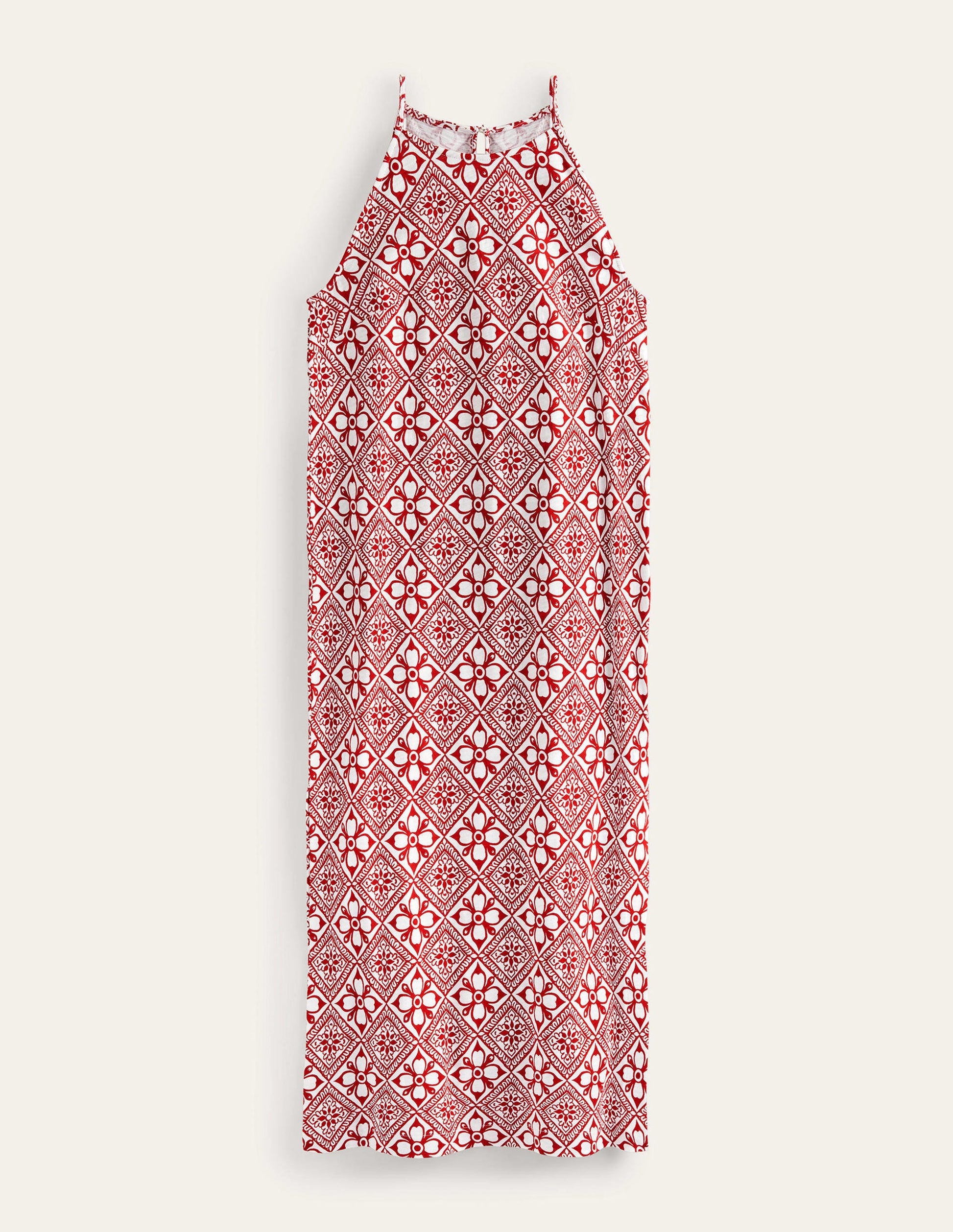 Racer Neck Jersey Midi Dress-Poinsettia, Block Pome-5