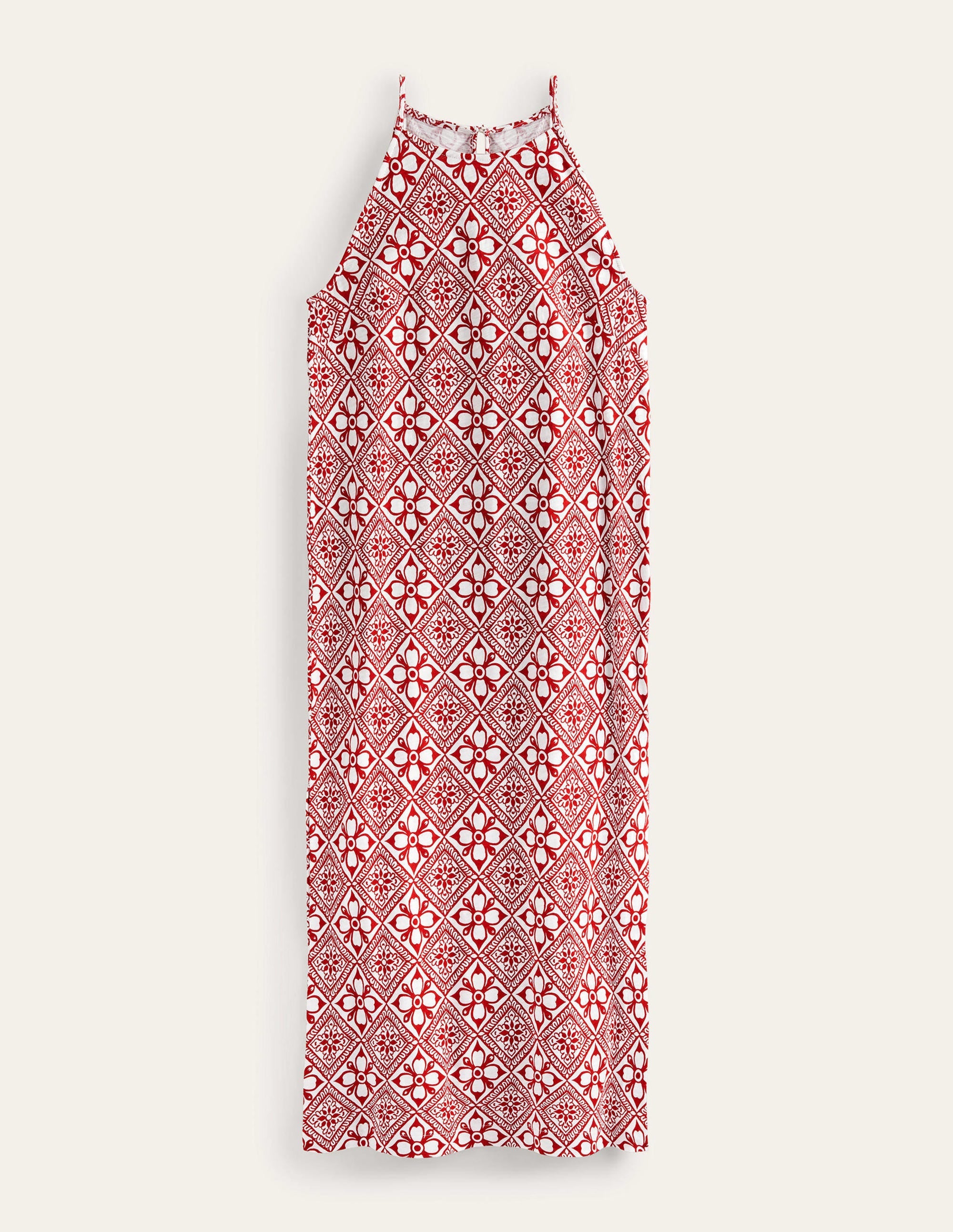 Racer Neck Jersey Midi Dress-Poinsettia, Block Pome - Image 5