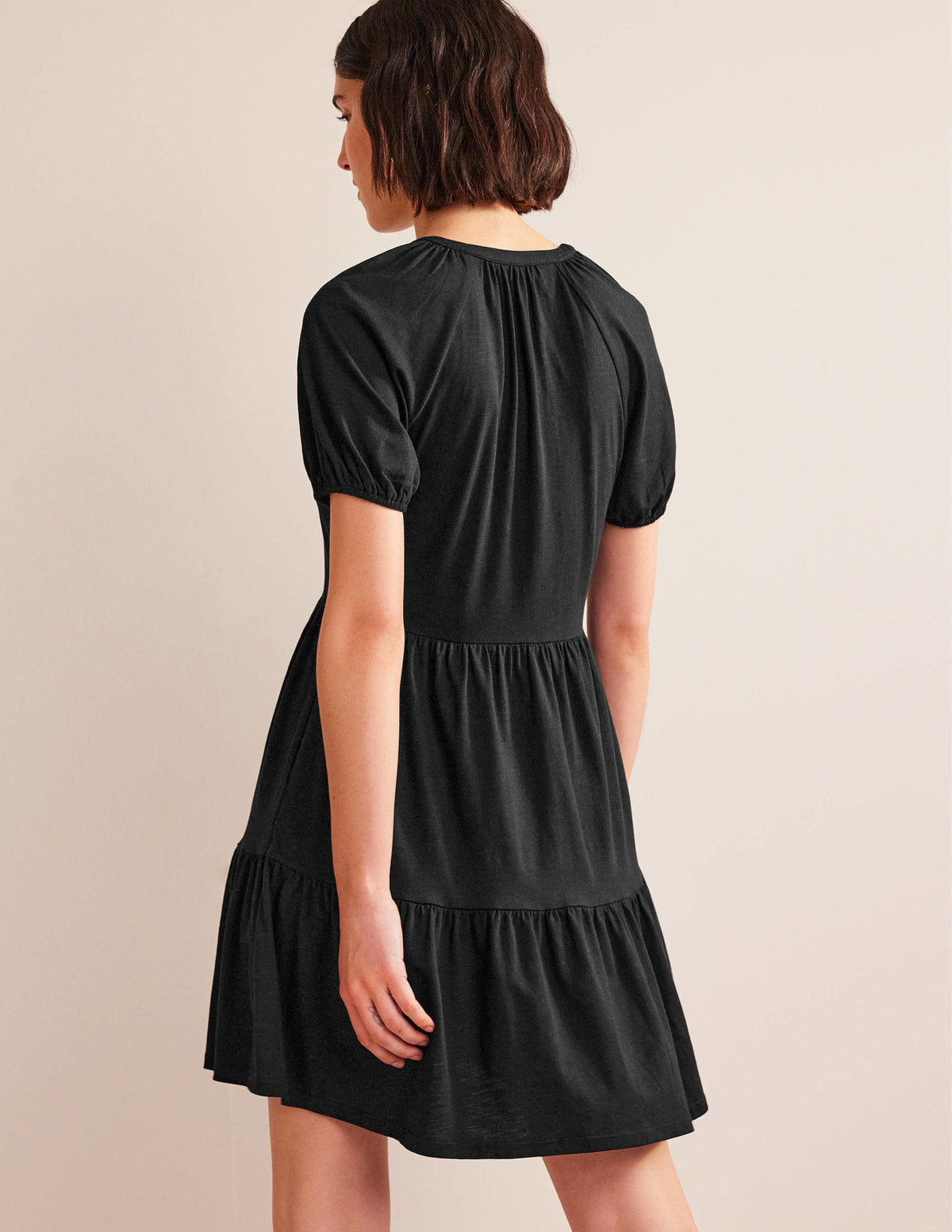 Short Sleeve Jersey Mini Dress-Black - Image 3