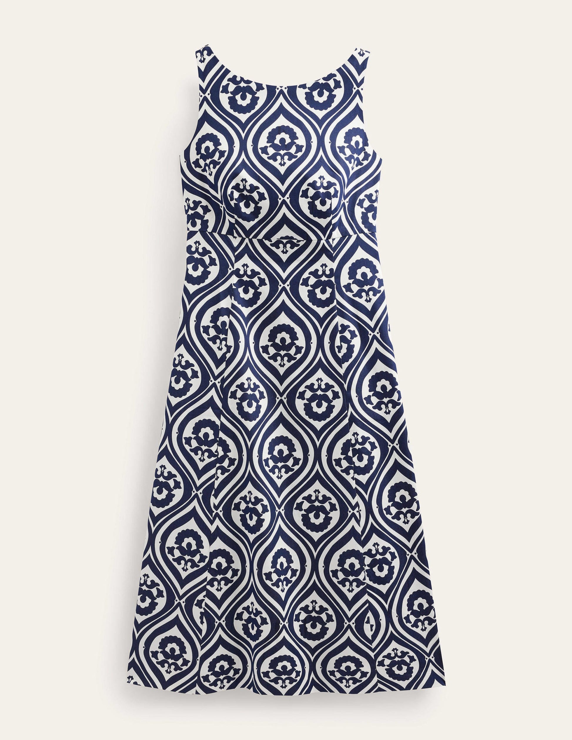 Slash Neck Midi Dress-Navy, Geo Cascade-6