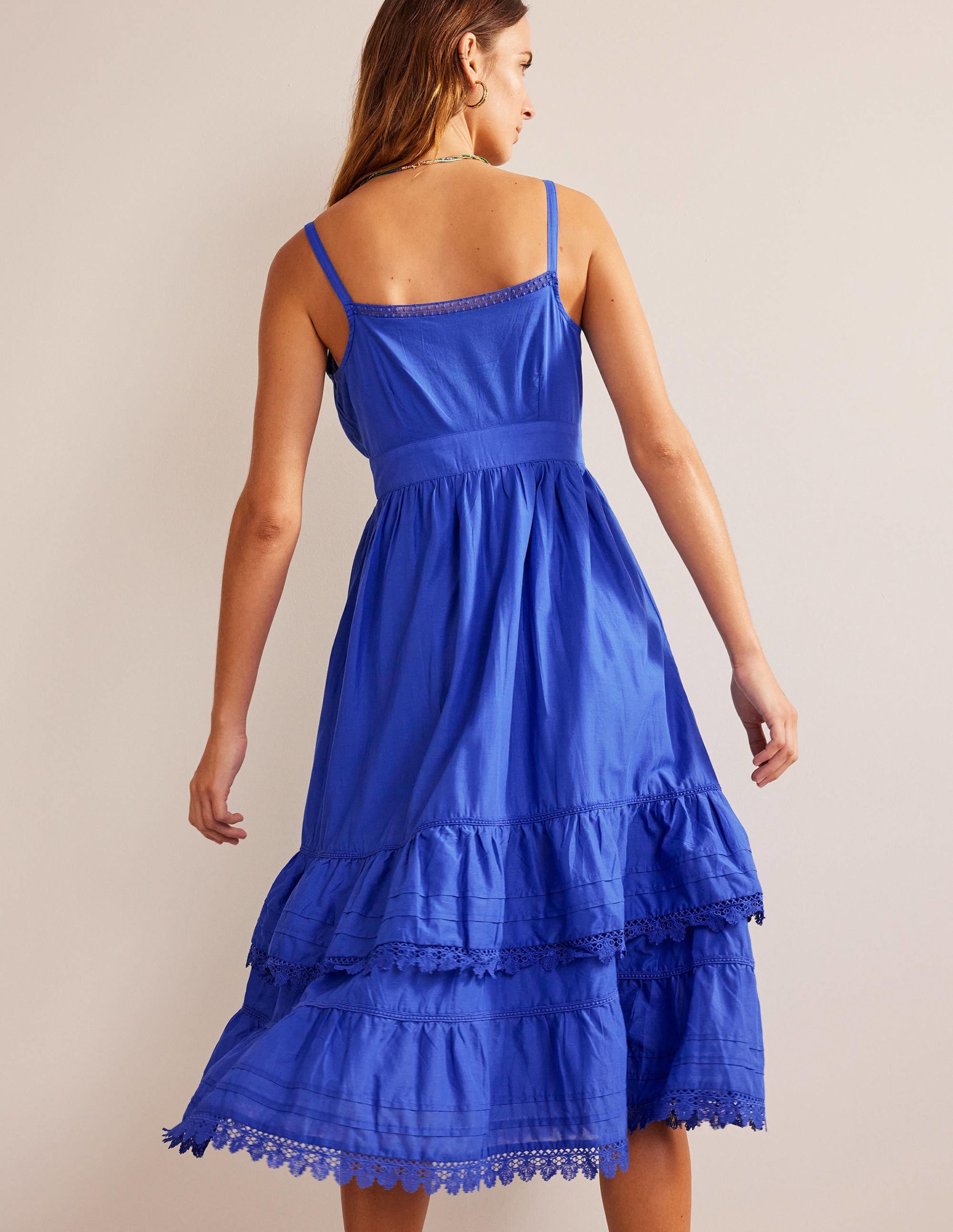 Tiered Trim Midi Dress-Island Sapphire - Image 3