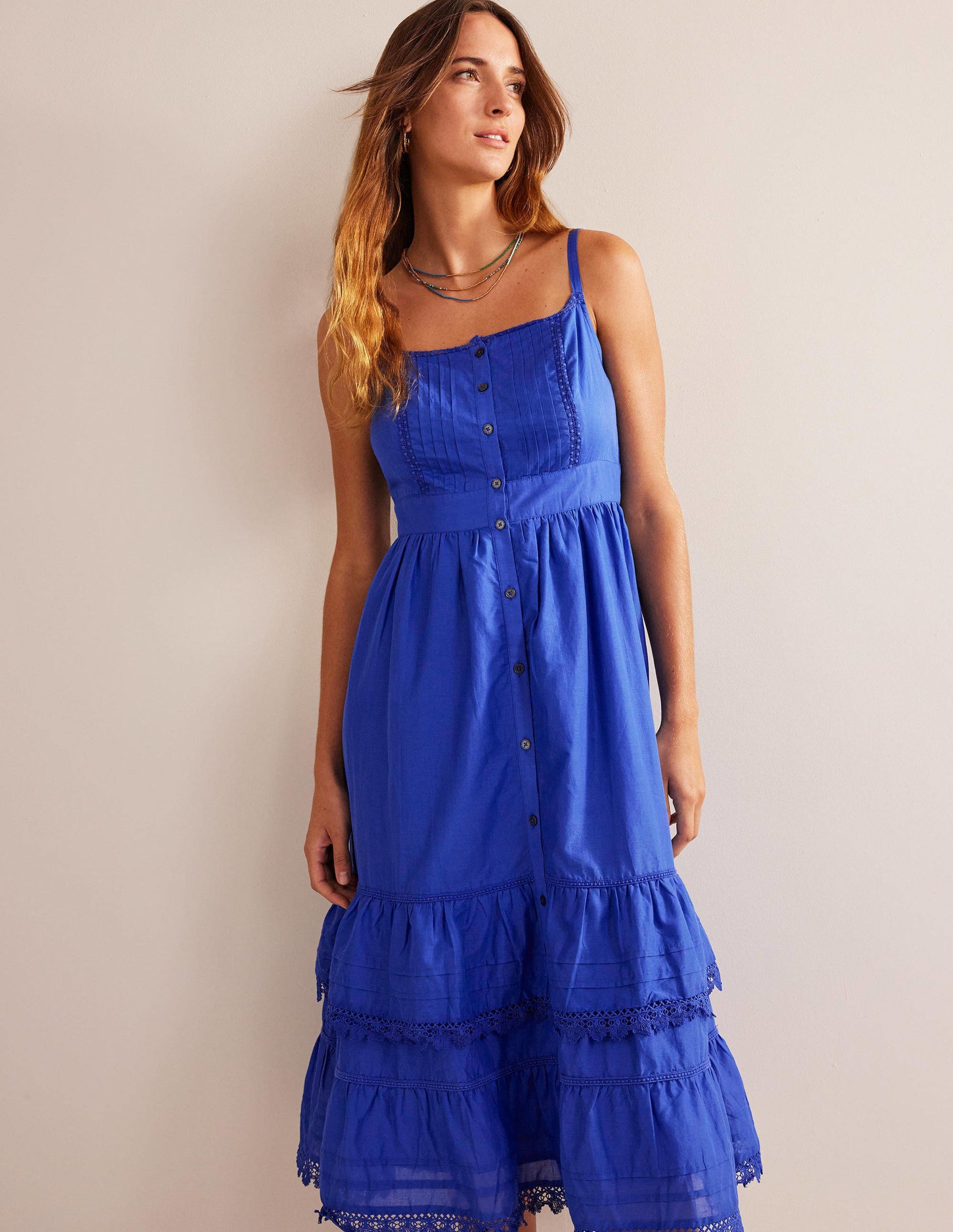 Tiered Trim Midi Dress-Island Sapphire-5