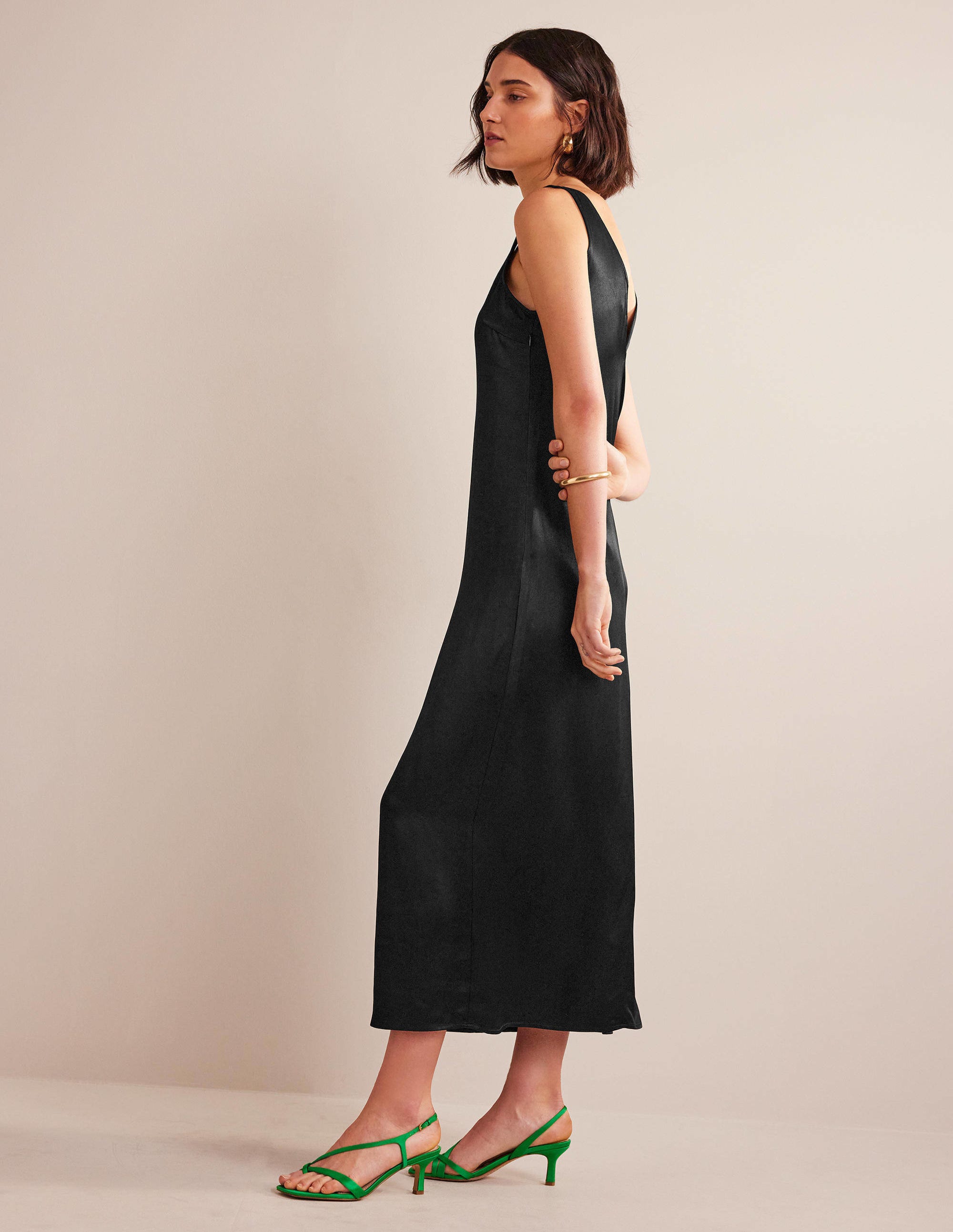 Satin Slip Maxi Dress-Black - Image 4