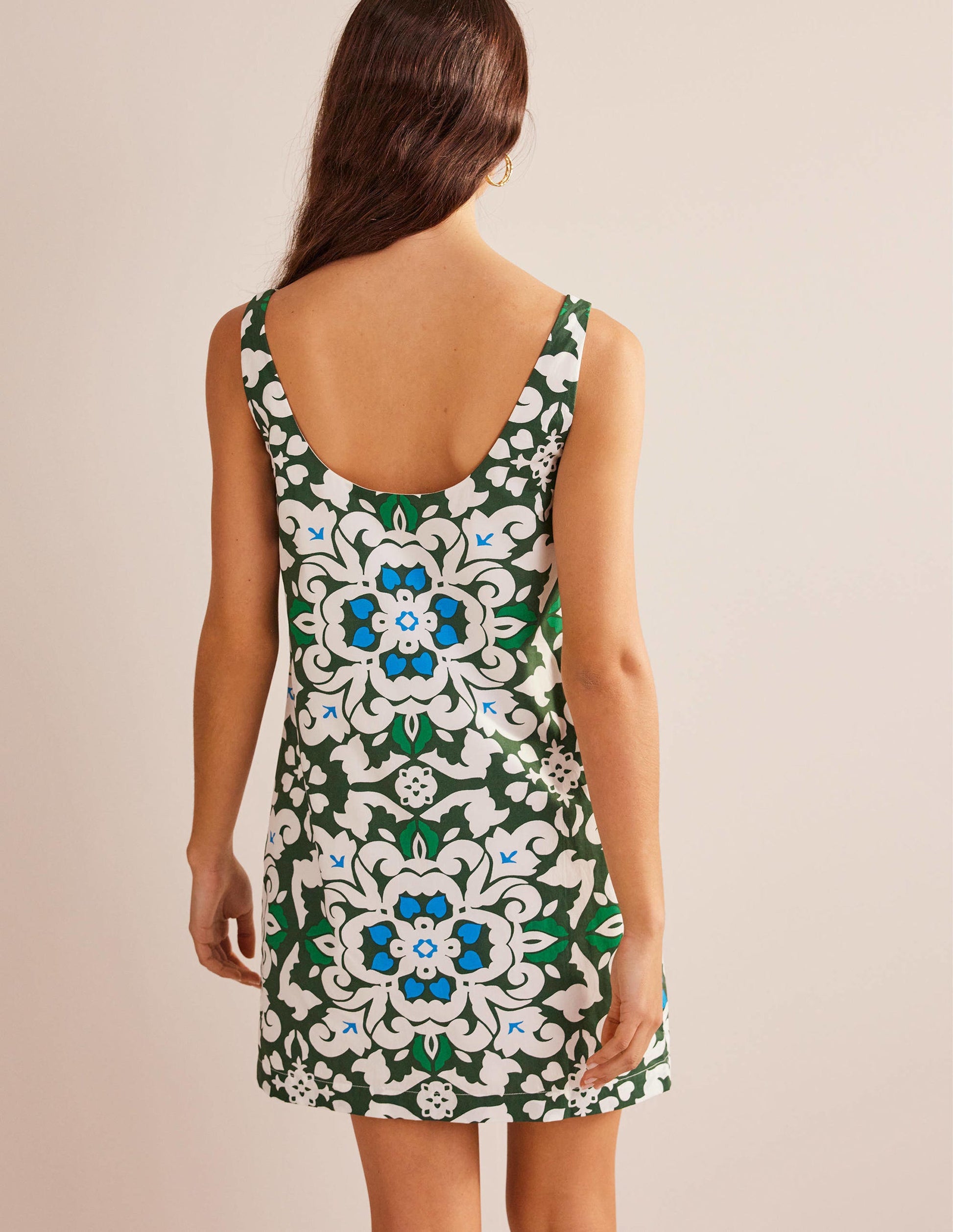 Scoop Neck Shift Dress-Trekking Green, Opulent Pome-3