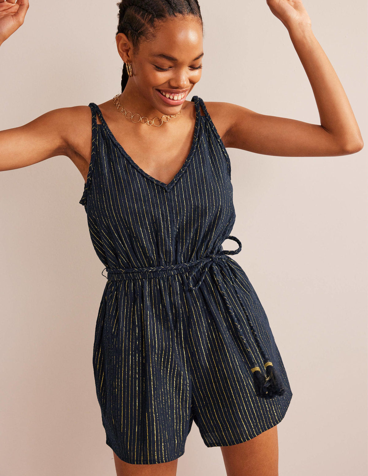 Grecian Playsuit-Navy - Image 1