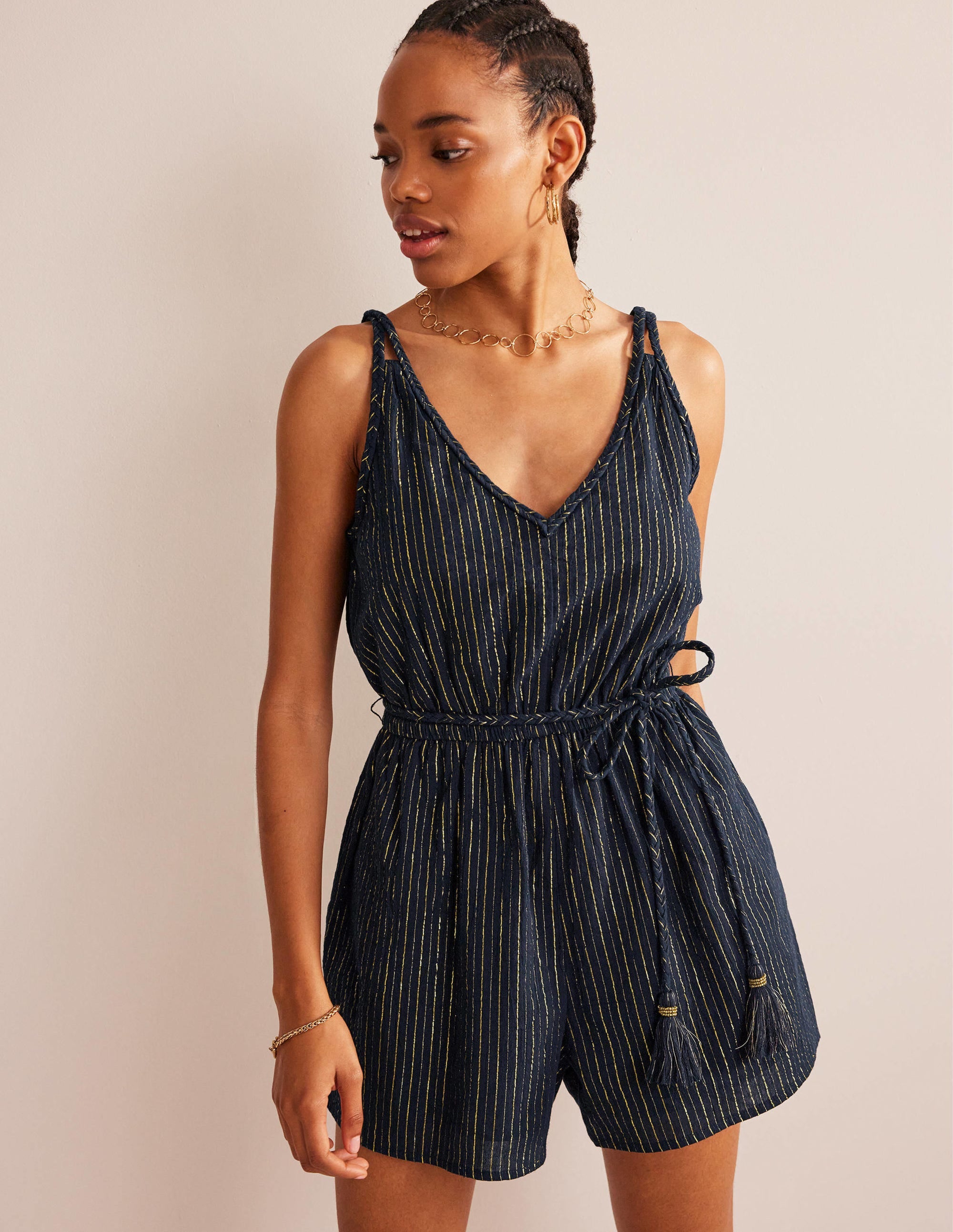 Grecian Playsuit-Navy - Image 4