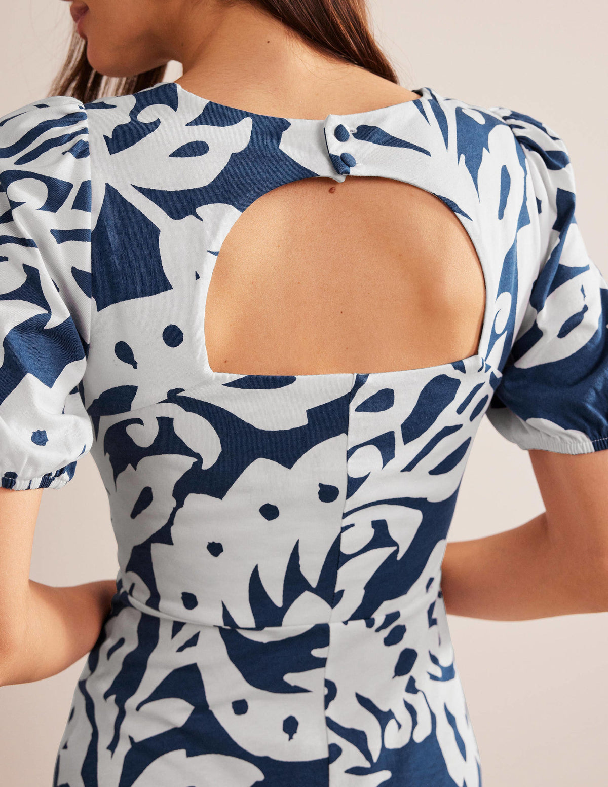 Back Detail Jersey Midi Dress-Sapphire, Oak Terrace - Image 2