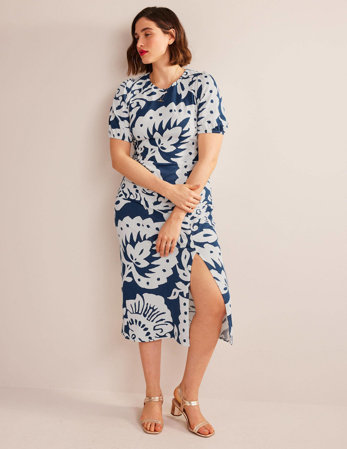 Back Detail Jersey Midi Dress-Sapphire, Oak Terrace - Image 5