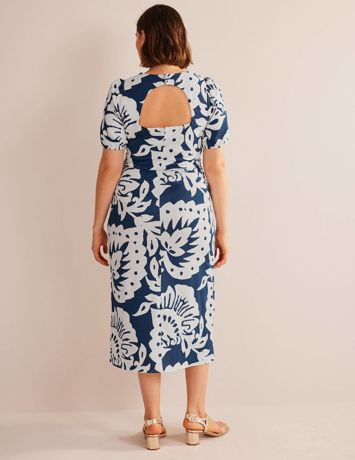 Back Detail Jersey Midi Dress-Sapphire, Oak Terrace - Image 6