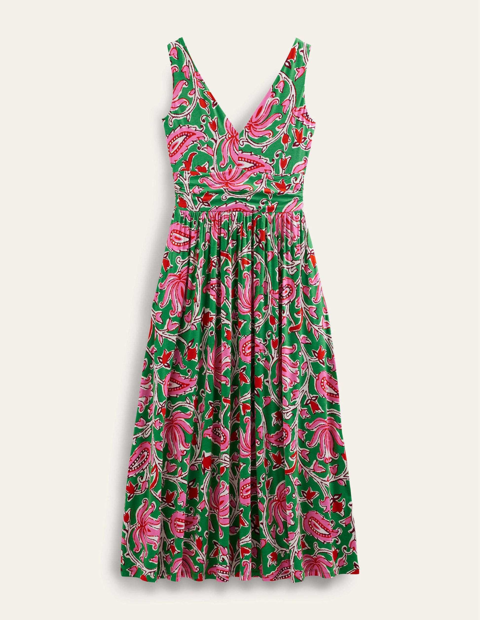 Sleeveless Jersey Maxi Dress-Lime, Botanic Vine-4