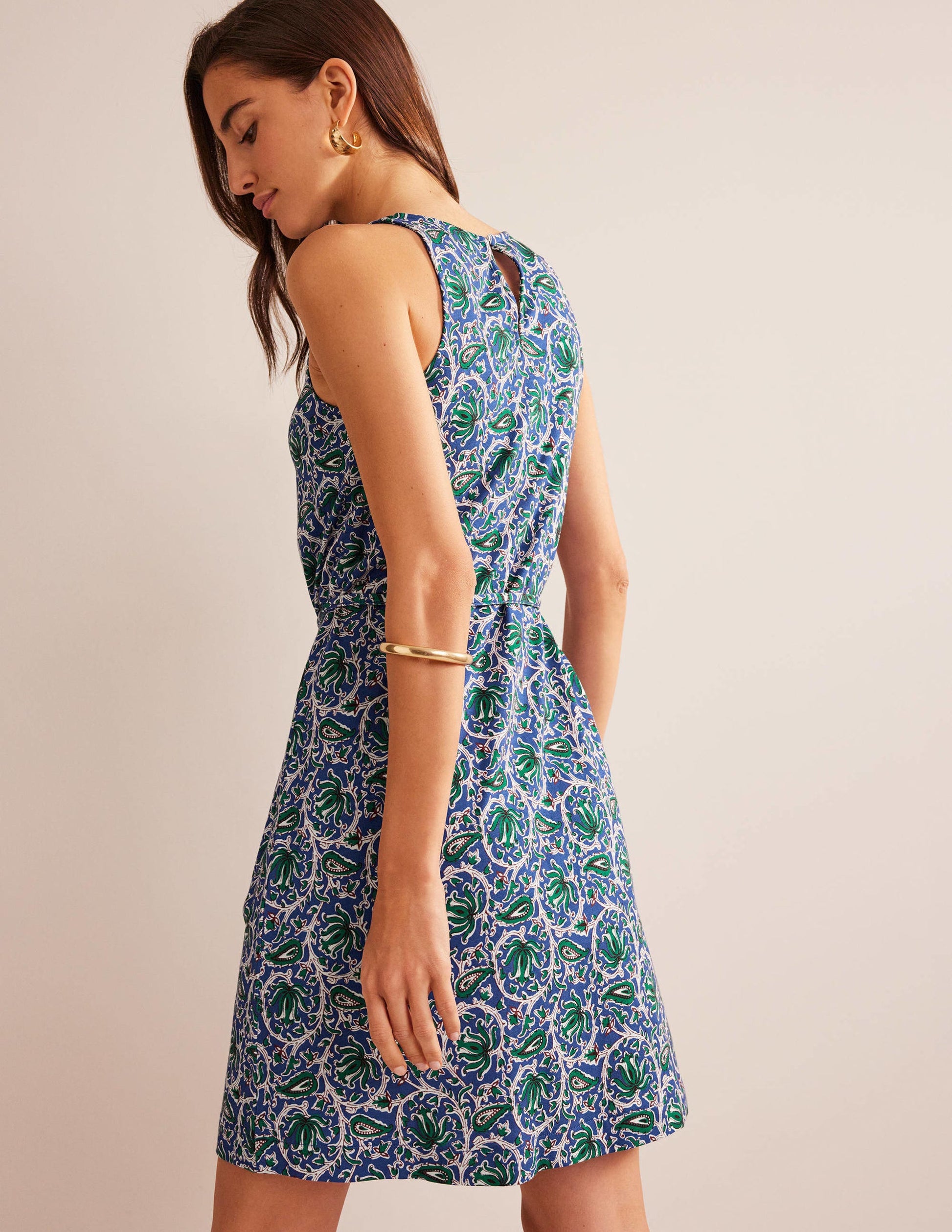 Swing Jersey Dress-Blue Wave, Botanic Vine-3