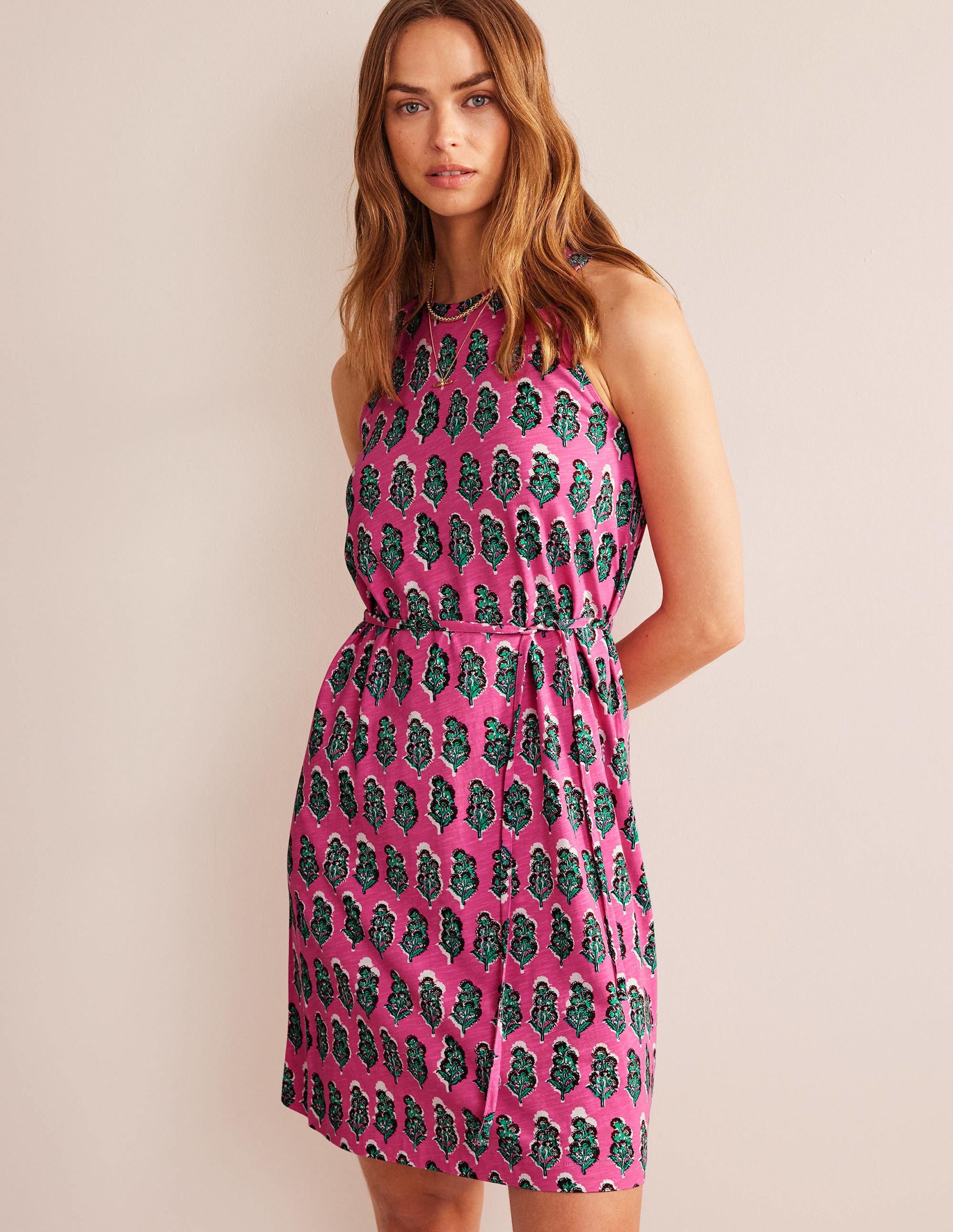 Swing Jersey Dress-Festival Pink, Artisan Bloom - Image 1