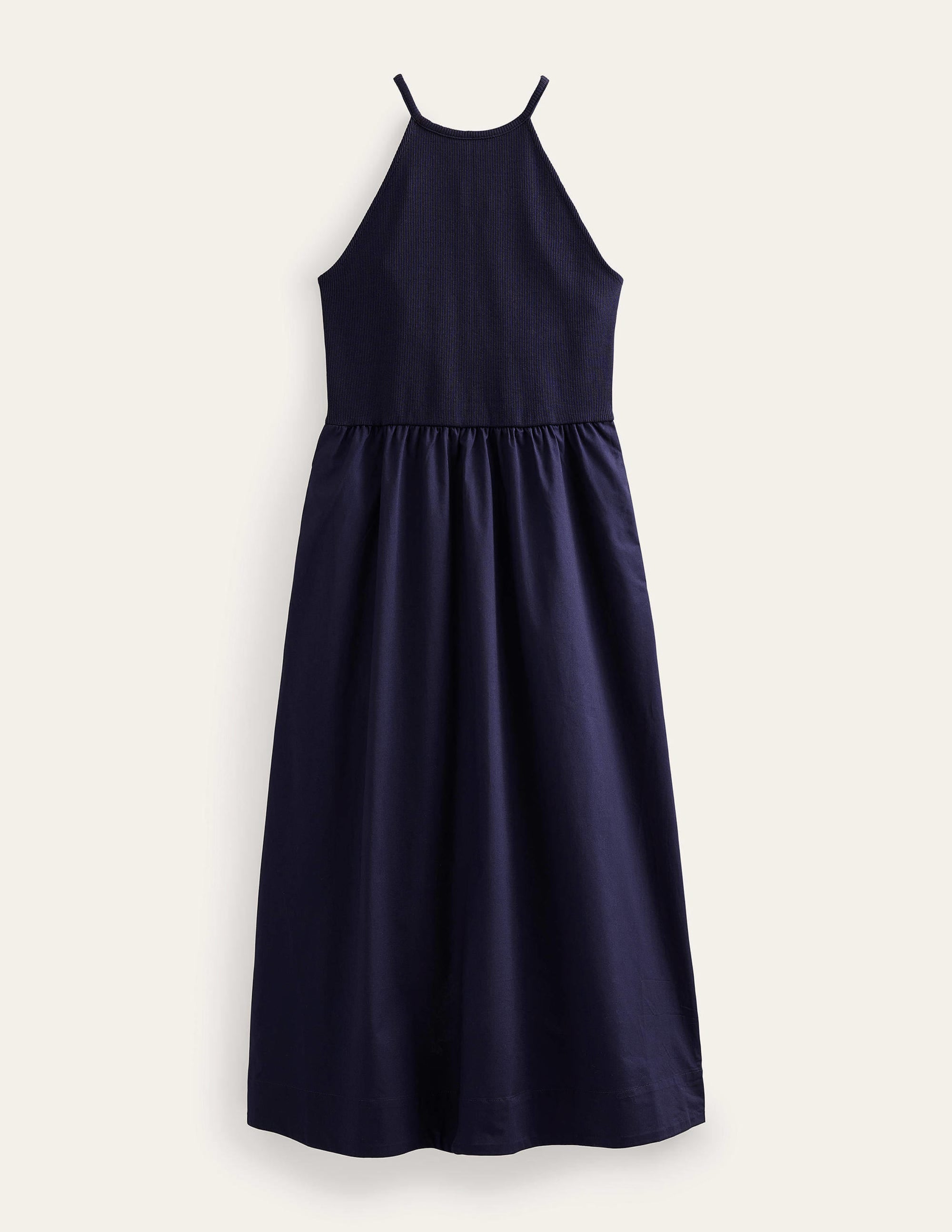 Ribbed Halterneck Midi Dress-Navy - Image 8