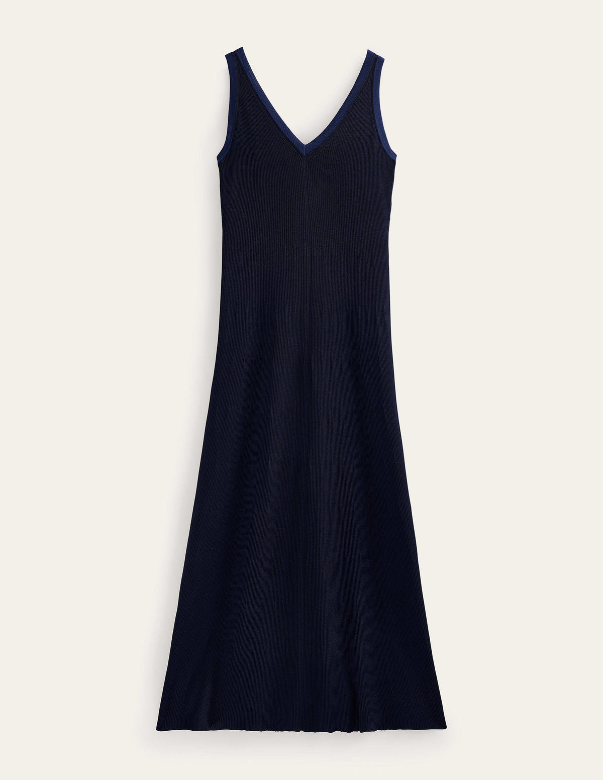 V-Neck Knitted Midi Dress-Navy - Image 7