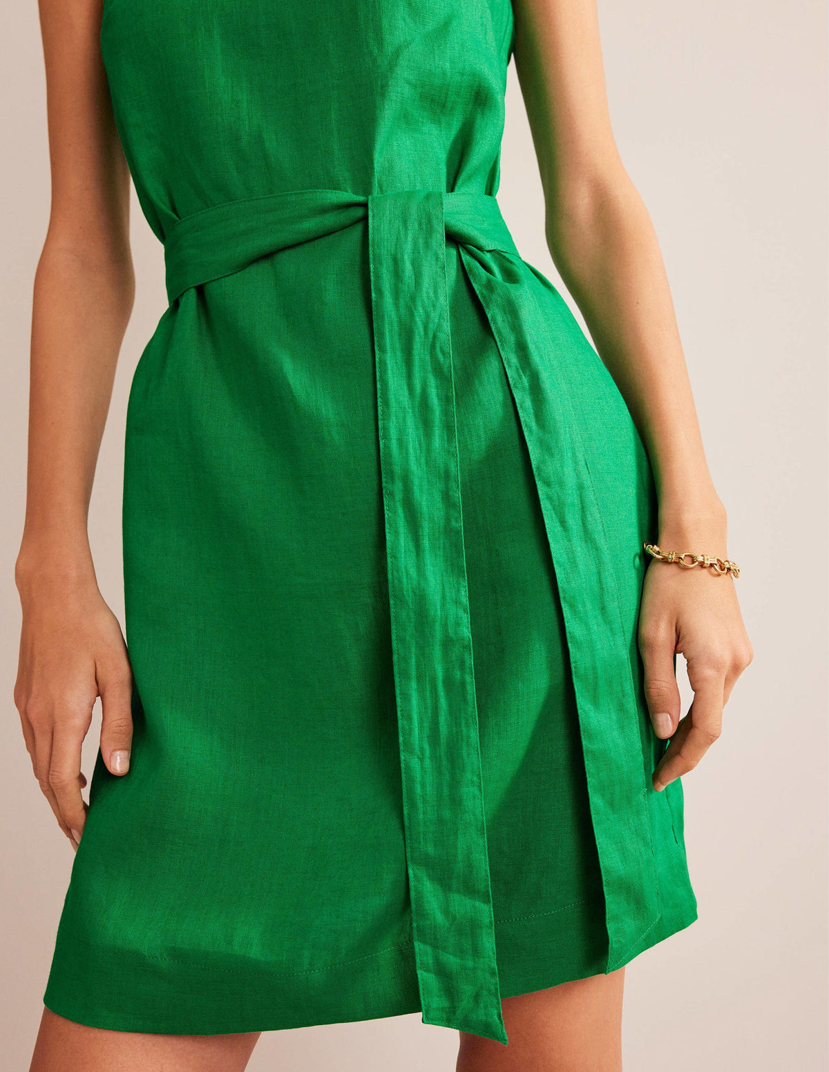 Sleeveless Linen Dress-Rich Emerald - Image 4
