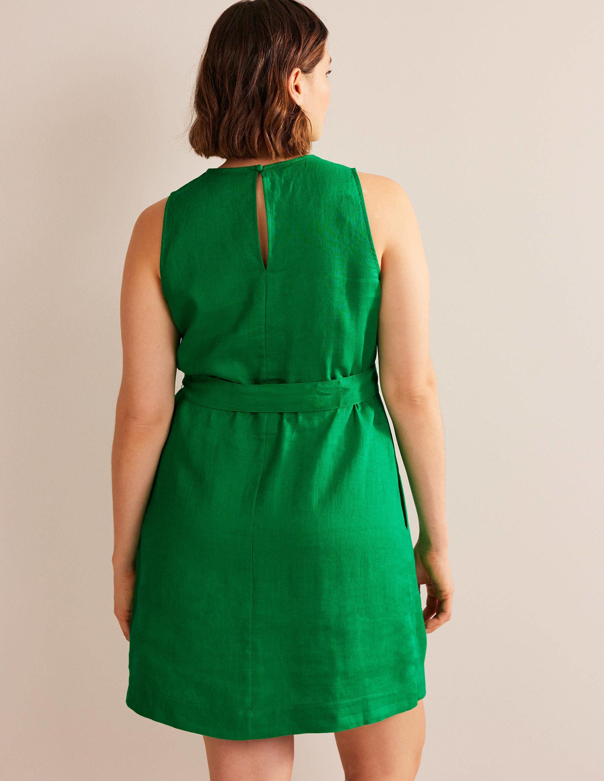 Sleeveless Linen Dress-Rich Emerald-6