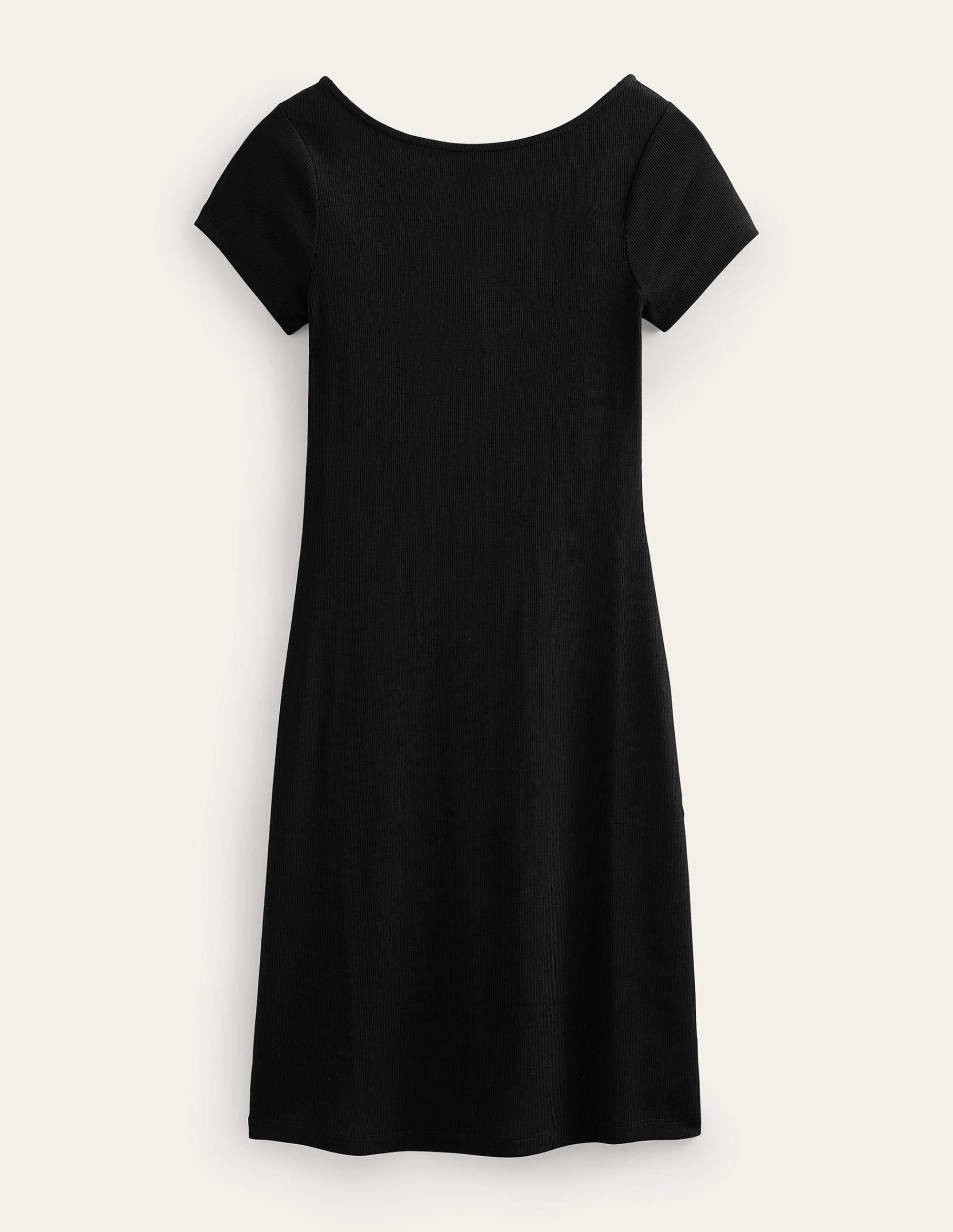 Low-Back Rib Jersey Mini Dress-Black - Image 7