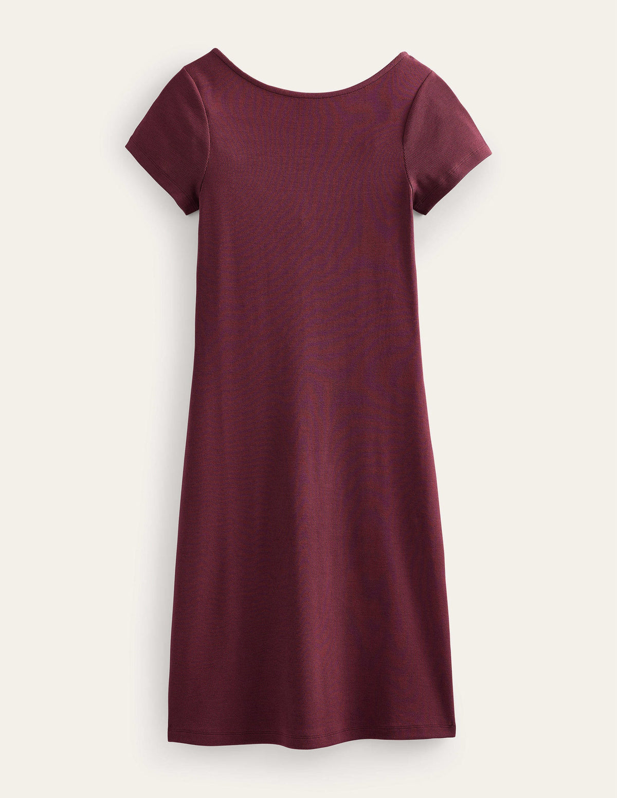 Low-Back Rib Jersey Mini Dress-Dark Burgundy - Image 5
