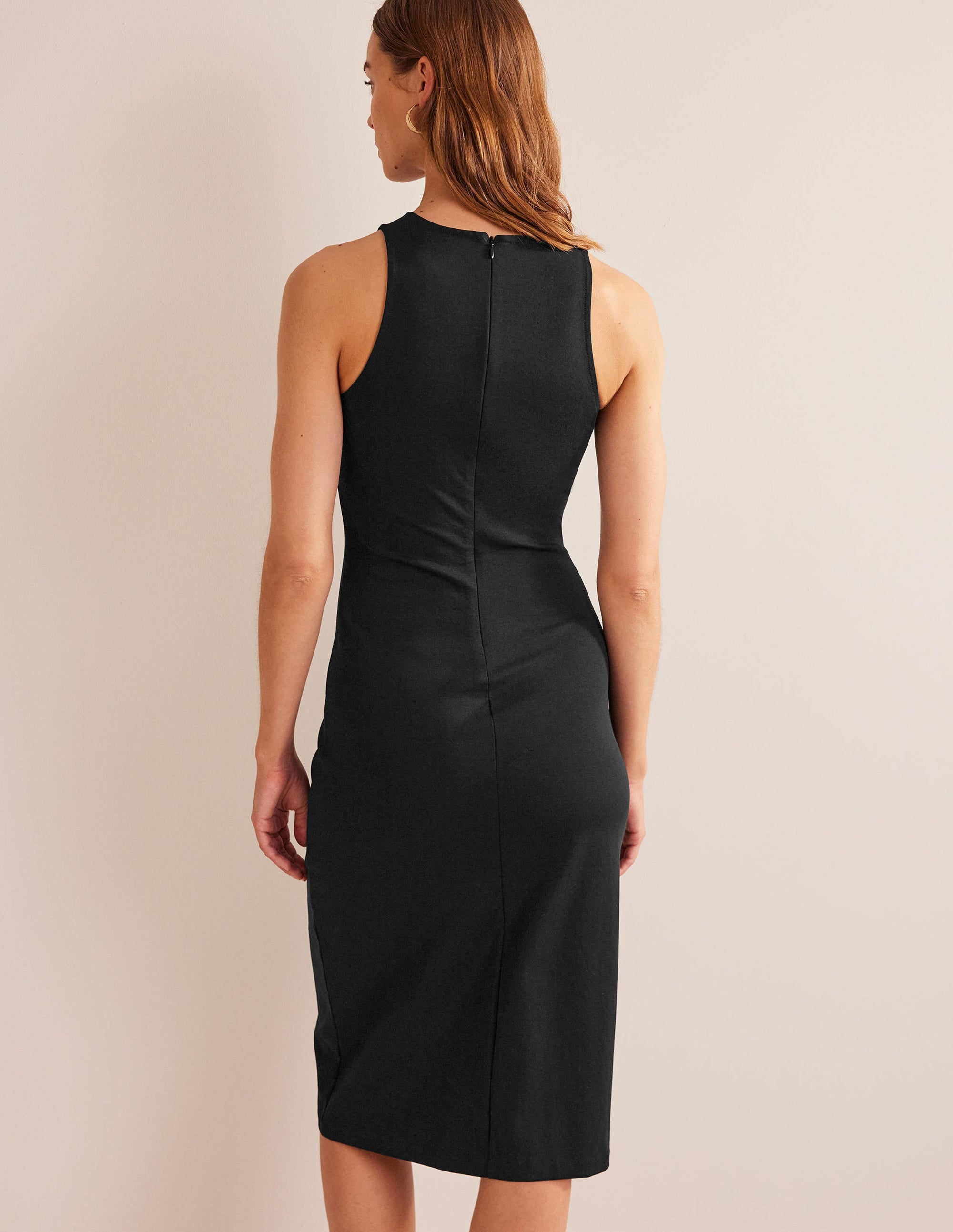 Racer Jersey Midi Dress-Black - Image 3