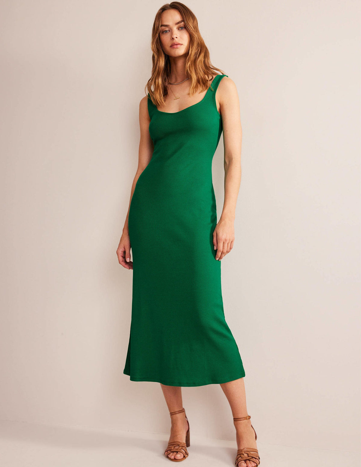 Strappy Rib Jersey Maxi Dress-Bright Emerald-1