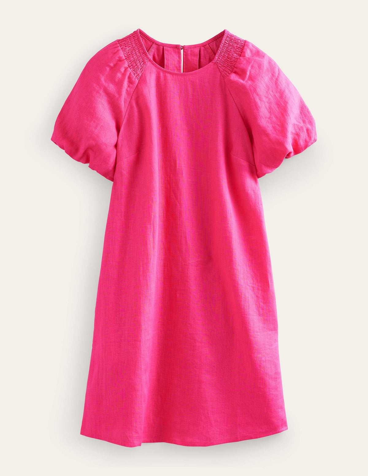 Sleeve Detail Linen Mini Dress-Festival Pink-6