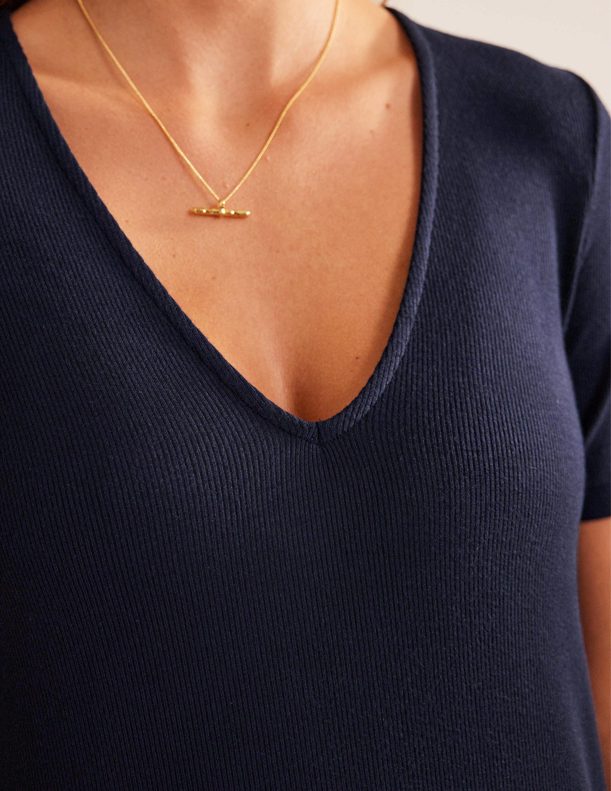 Rib Jersey Midi T-shirt Dress-Navy - Image 2