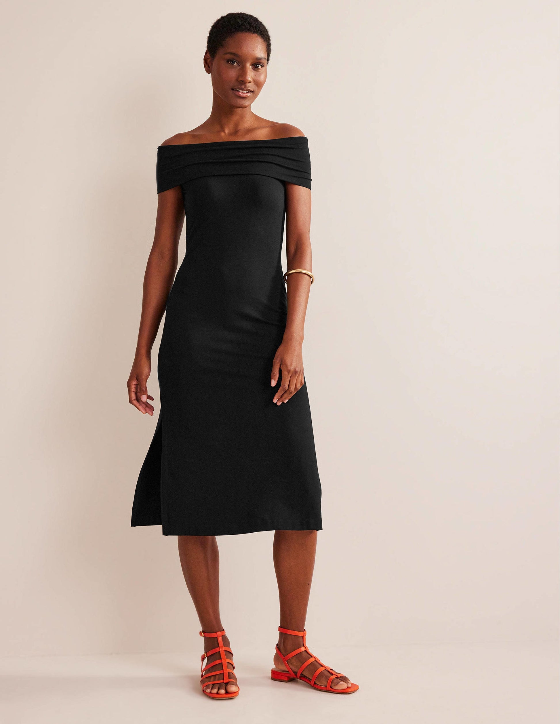 Bardot Jersey Midi Dress-Black-1