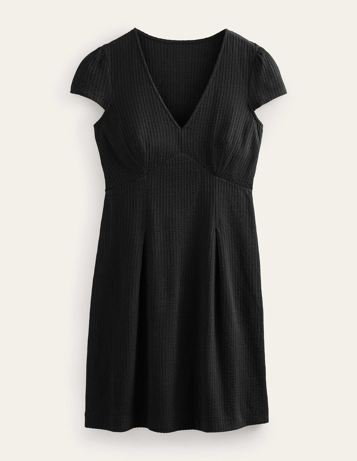 Seersucker Jersey Tea Dress-Black-4