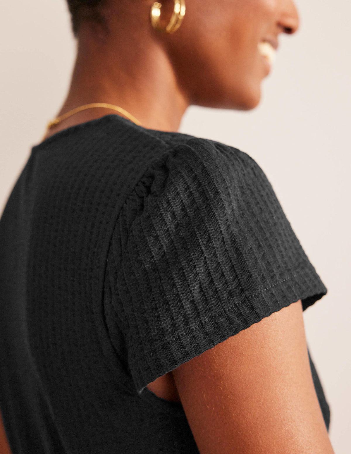 Seersucker Jersey Tea Dress-Black - Image 2