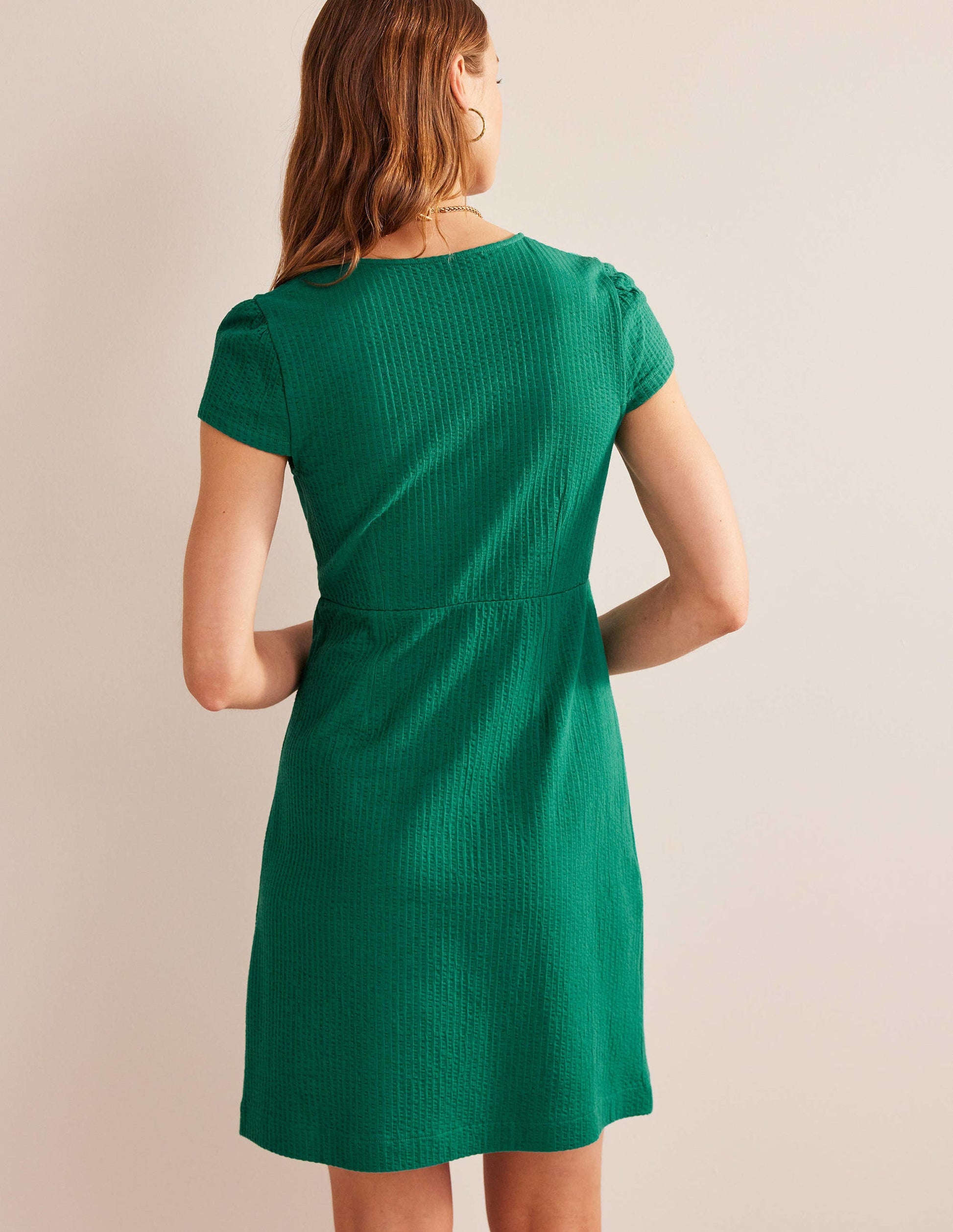 Seersucker Jersey Tea Dress-Bright Emerald-3
