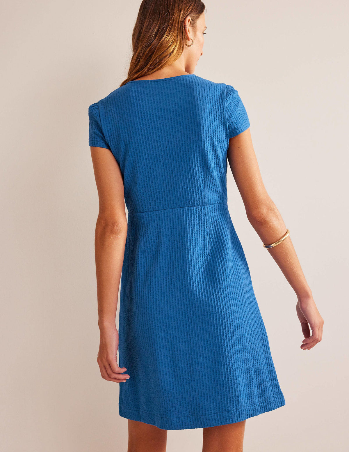 Seersucker Jersey Tea Dress-Sapphire - Image 3