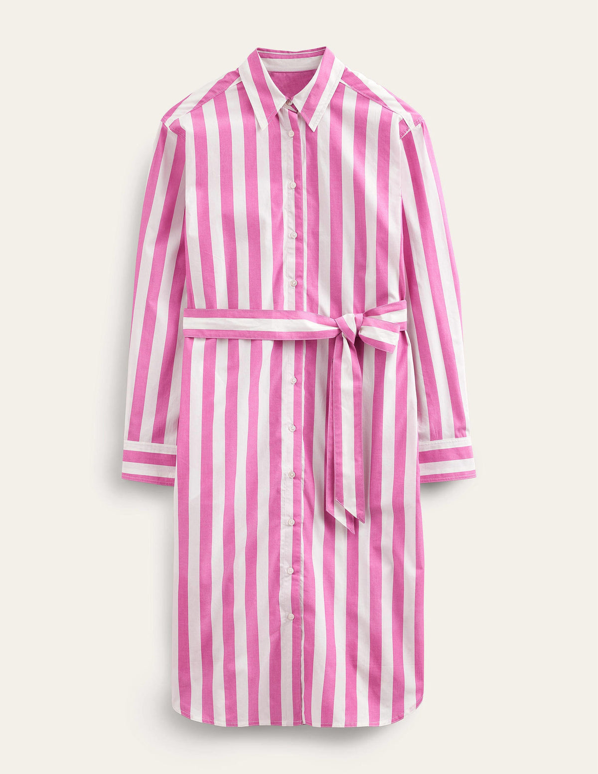 Relaxed Cotton Shirt Dress-Phlox Pink and Ivory-5