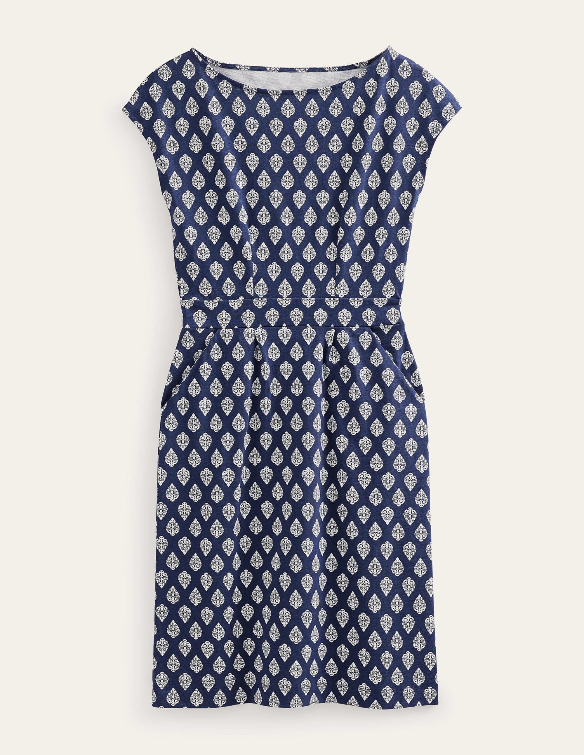 Florrie Jersey Dress-French Navy, Jasmine Bud - Image 5