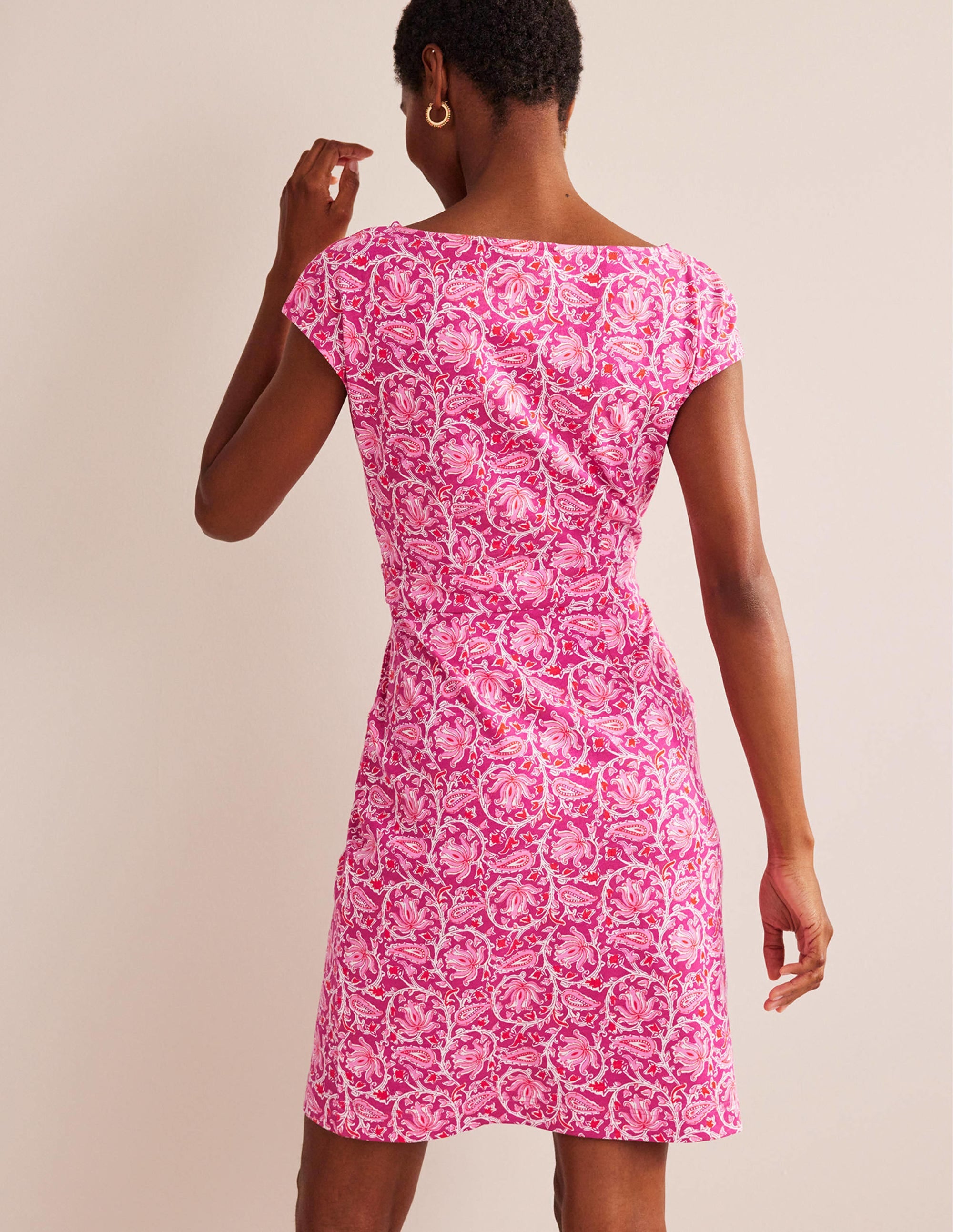 Florrie Jersey Dress-Raspberry, Botanic Vine - Image 3